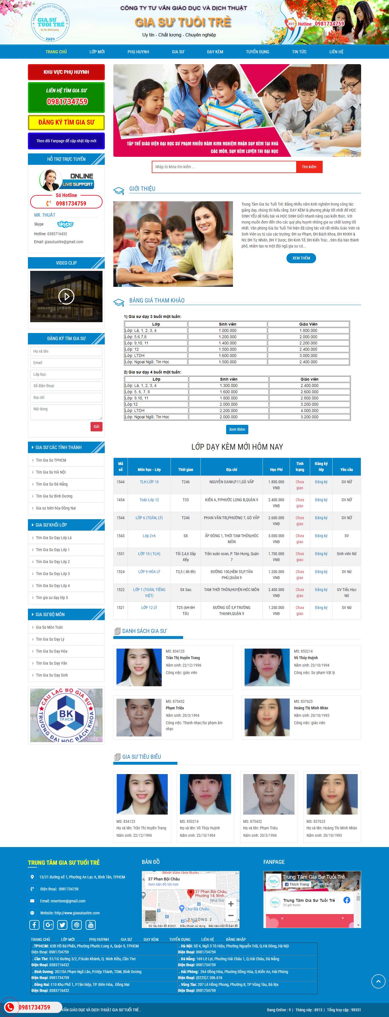 Thiết kế Web gia sư giasutuoitre.com