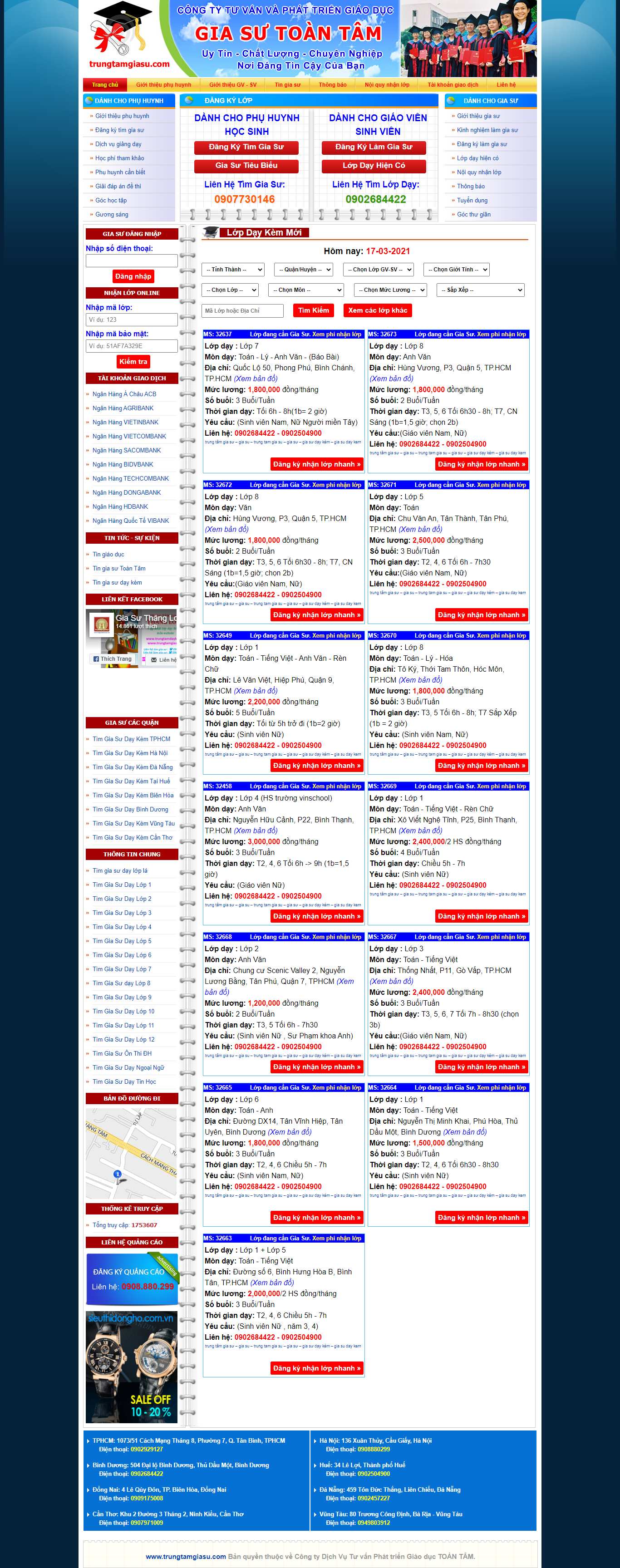 Thiết kế Web gia sư trungtamgiasu.com