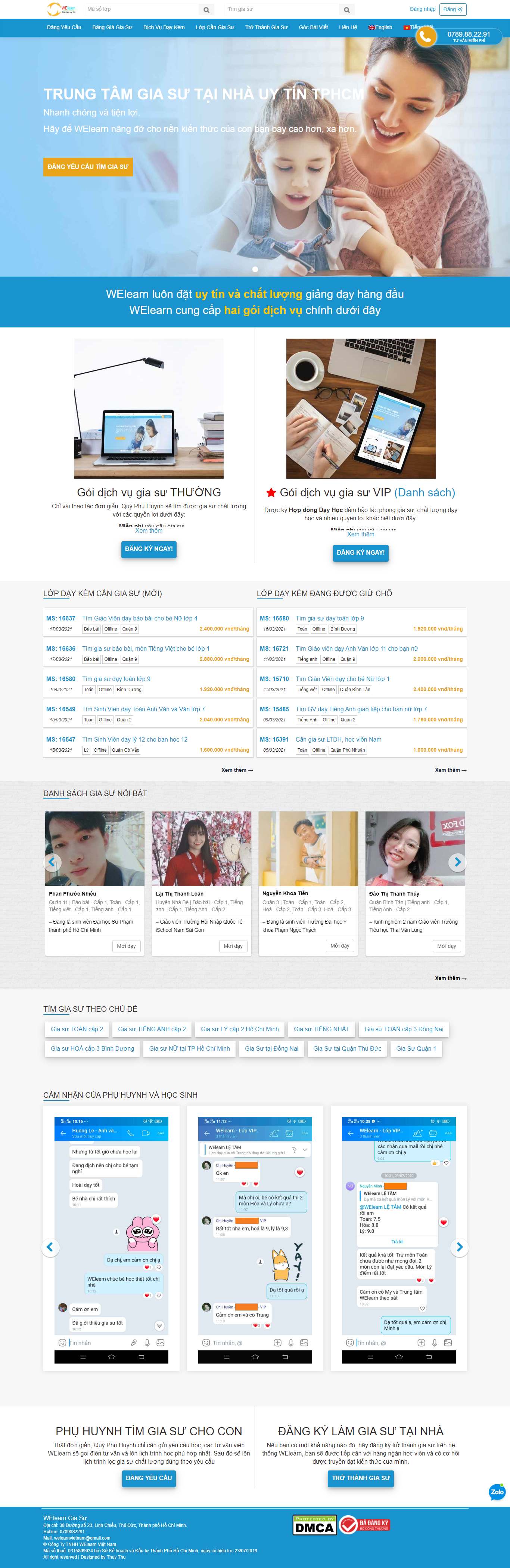 Thiết kế Web trung tâm tiếng anh welearnvn.com