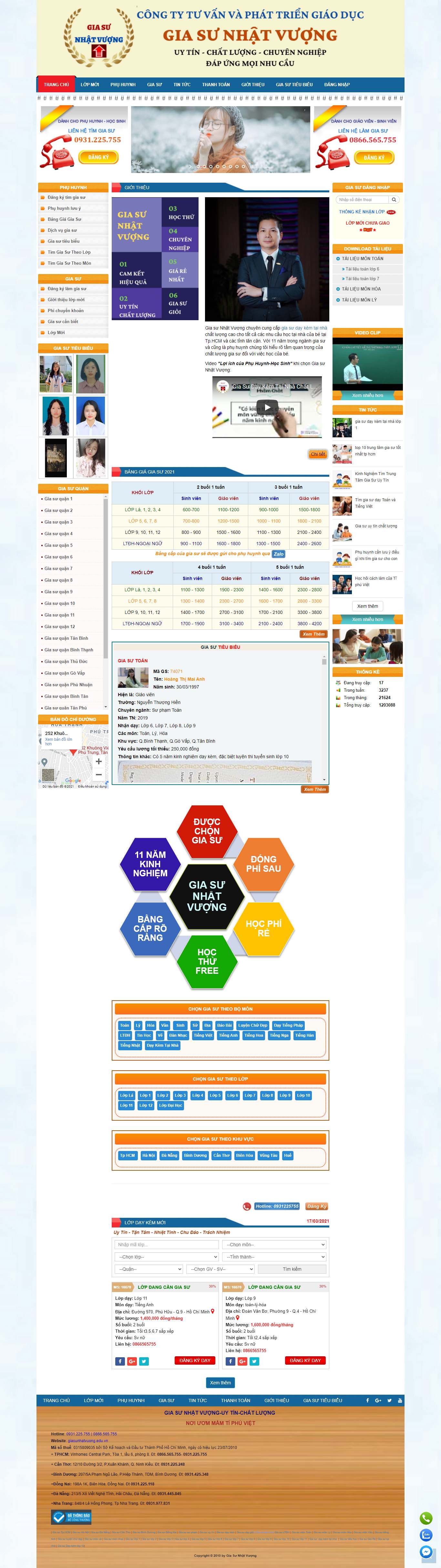 Thiết kế Web gia sư giasunhatvuong.edu.vn