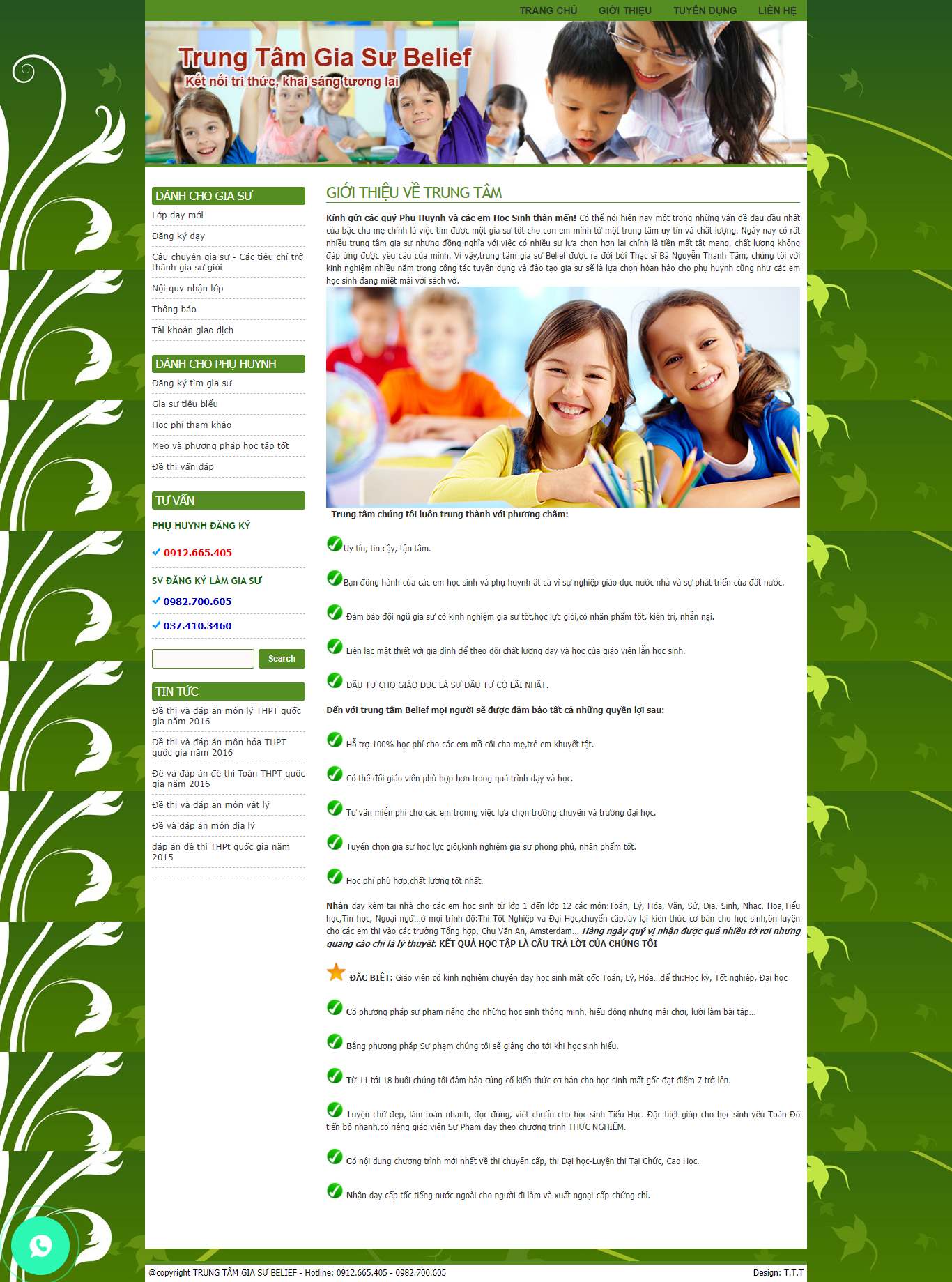 Thiết kế Web gia sư giasubelief.com