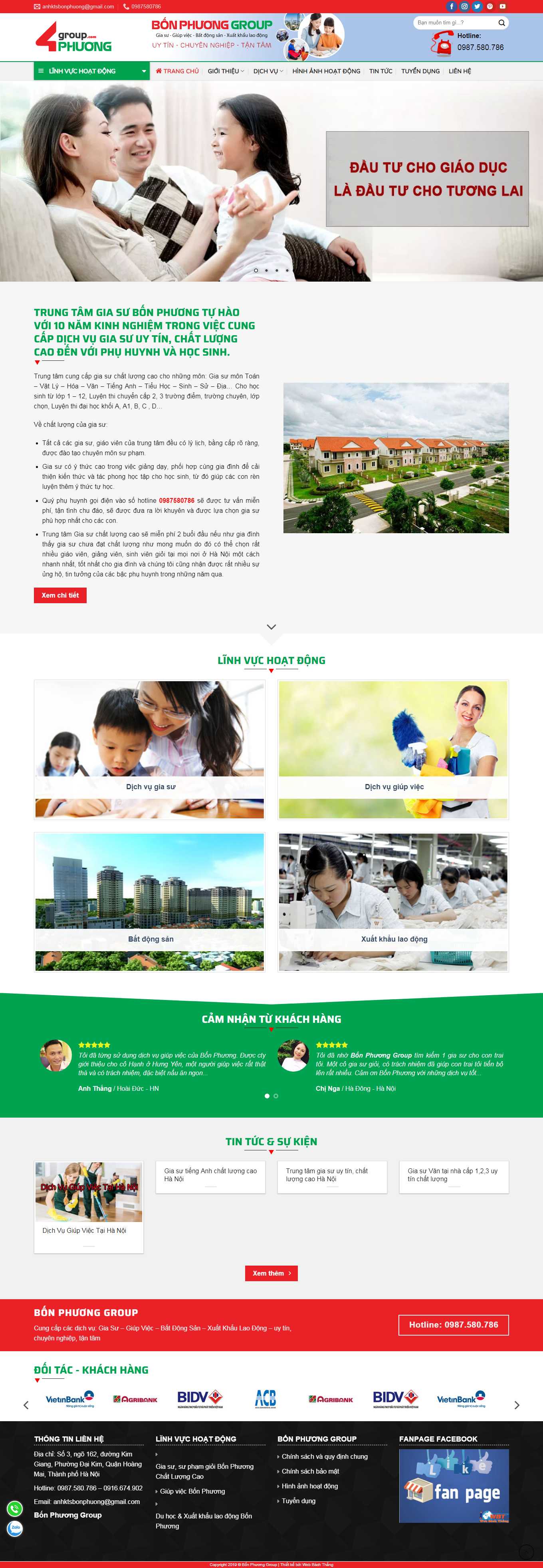 Thiết kế Web gia sư bonphuonggroup.com