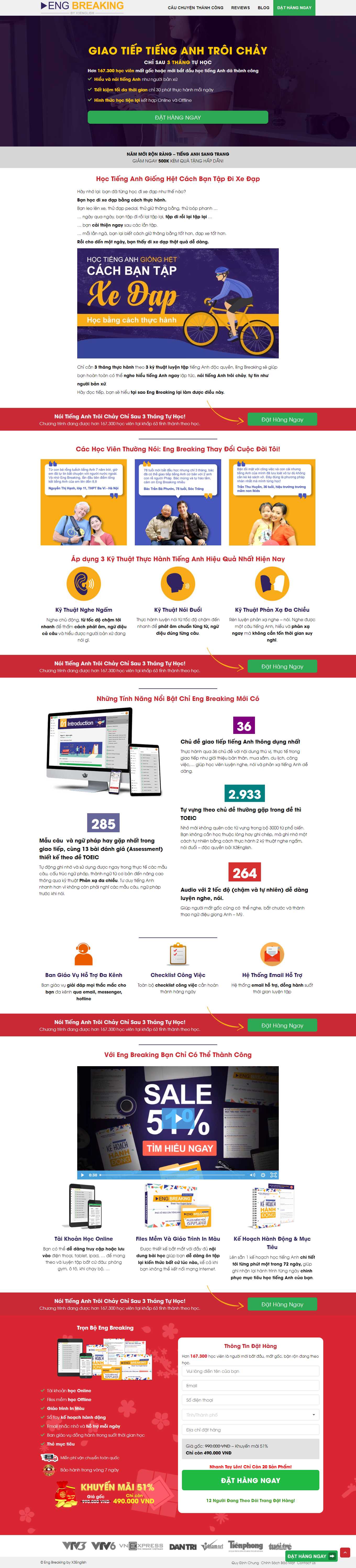 Thiết kế Web trung tâm tiếng anh engbreaking.com