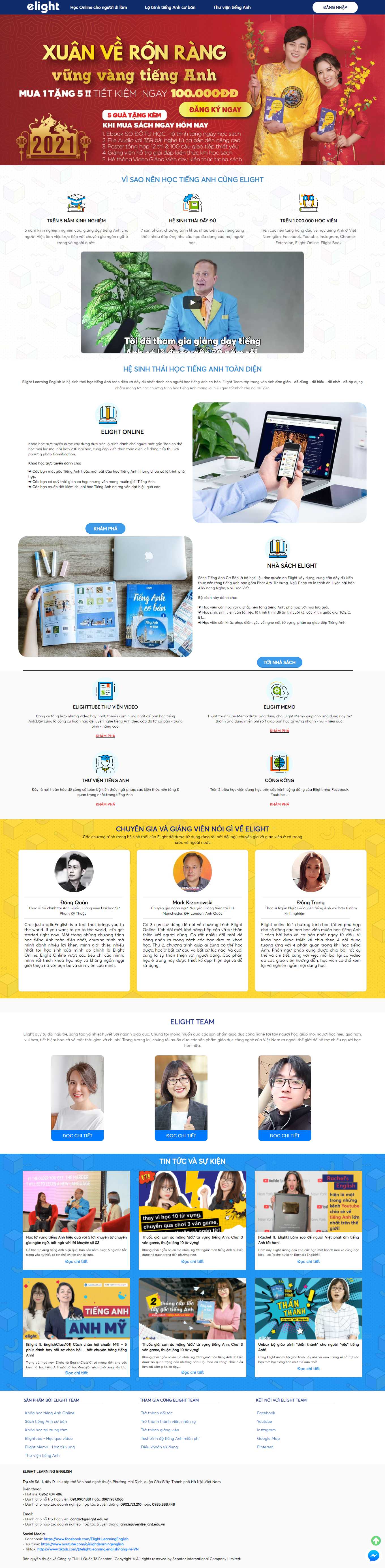 Thiết kế Web trung tâm tiếng anh elight.edu.vn