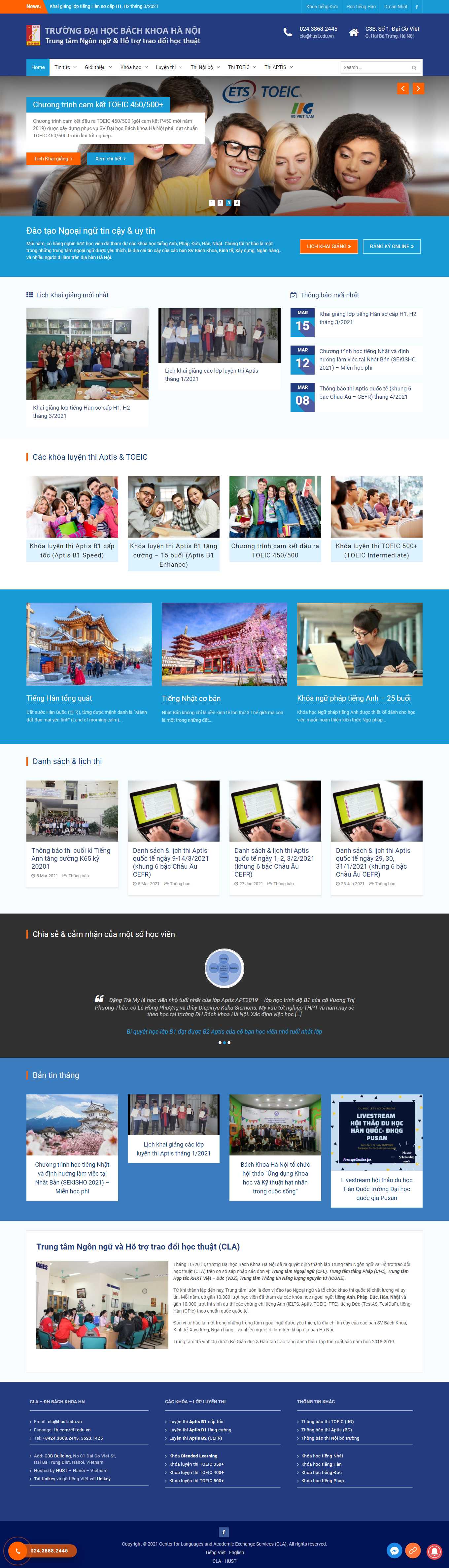 Thiết kế Web trung tâm tiếng anh cfl.edu.vn