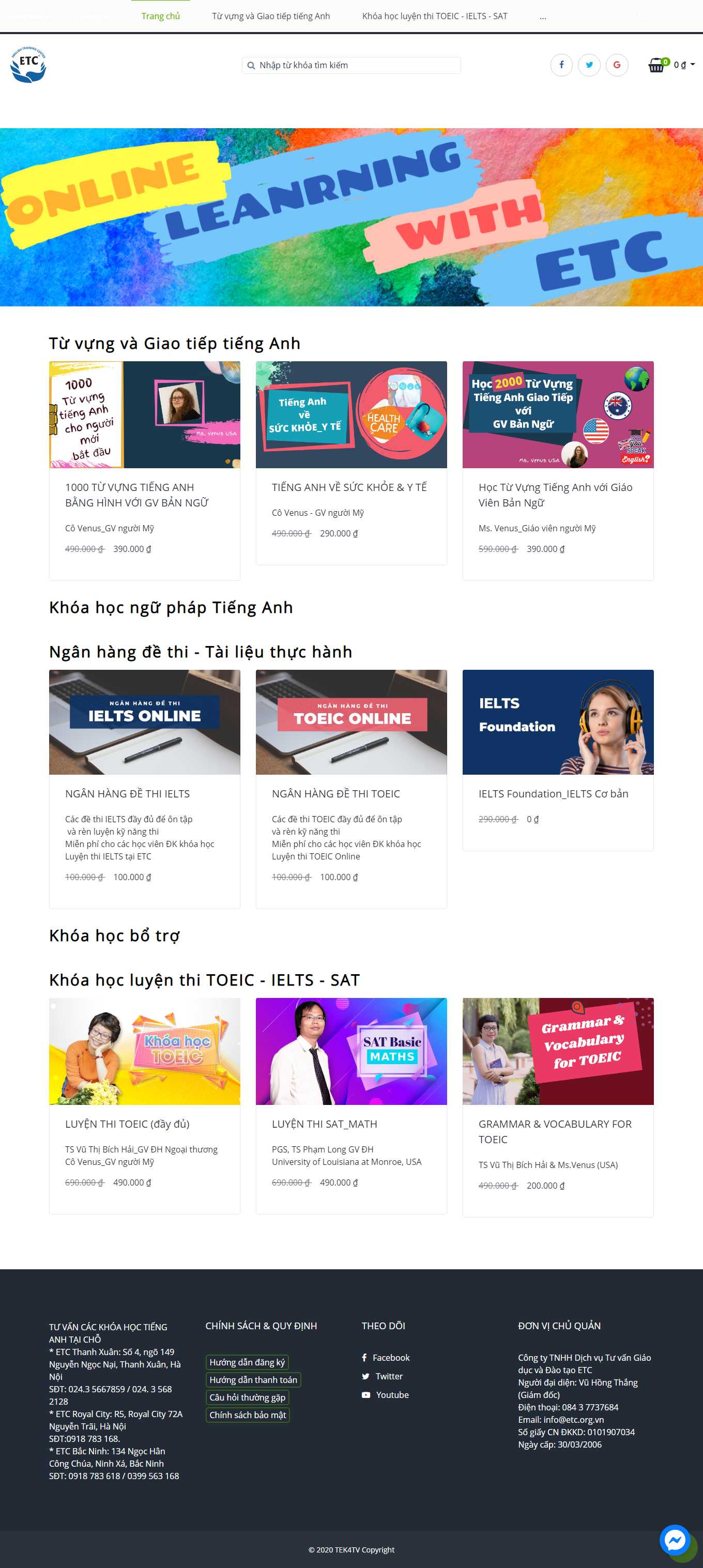 Thiết kế Web trung tâm tiếng anh etc.org.vn