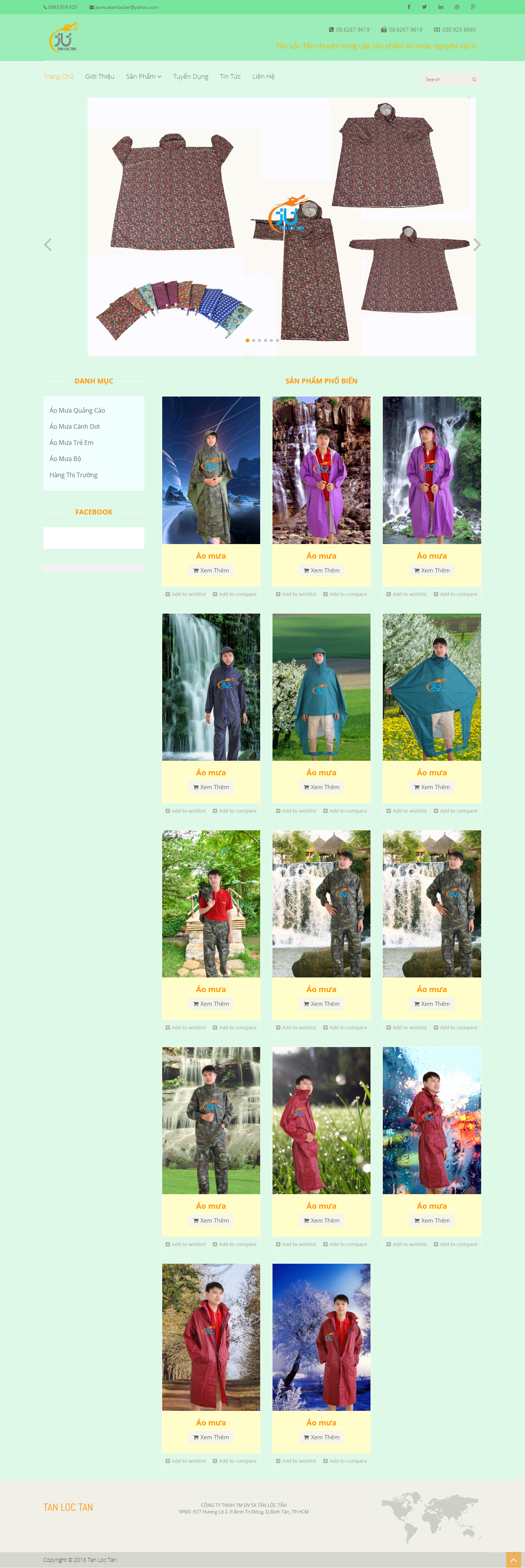 Thiết kế Web bán áo mưa aomuatanloctan.com