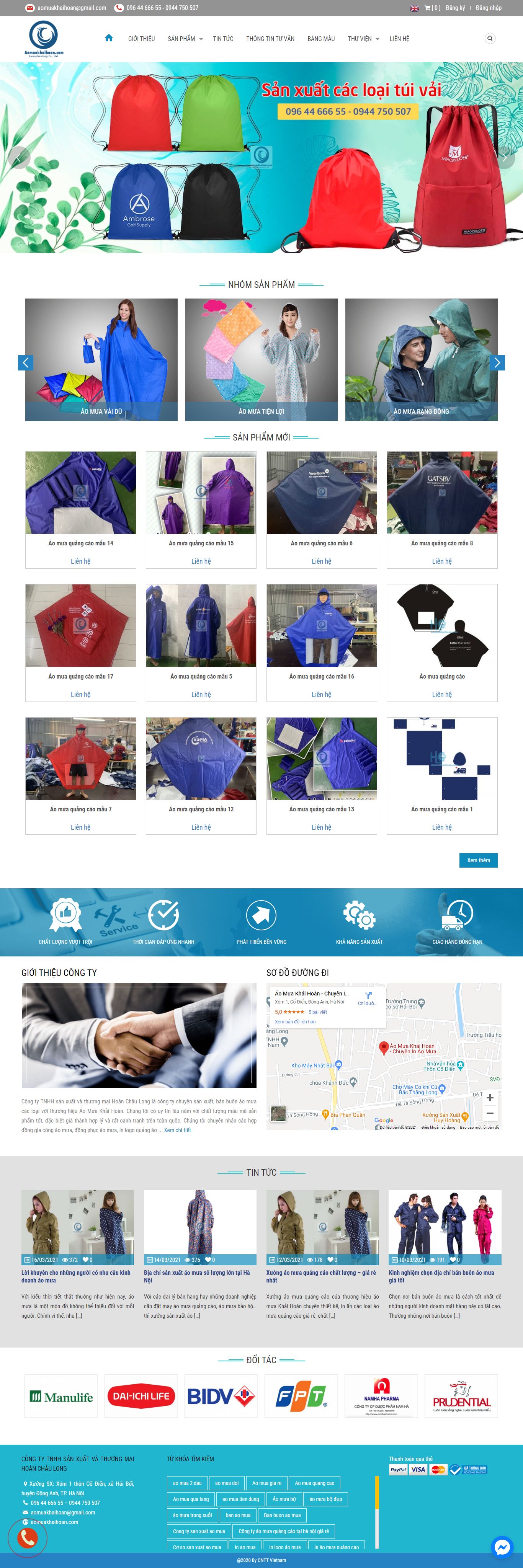 Thiết kế Web bán áo mưa aomuakhaihoan.com