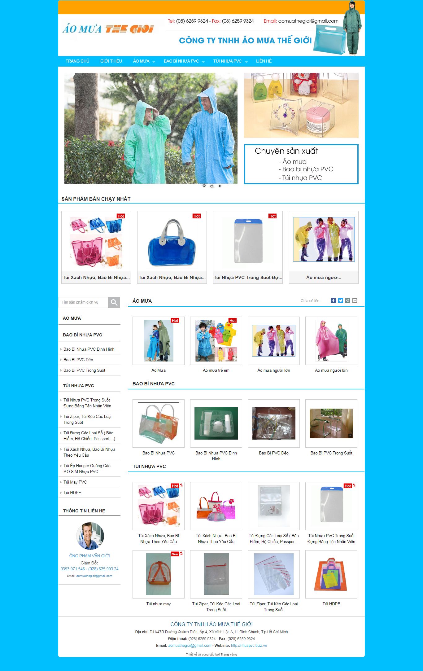 Thiết kế Web bán áo mưa nhuapvc.bizz.vn