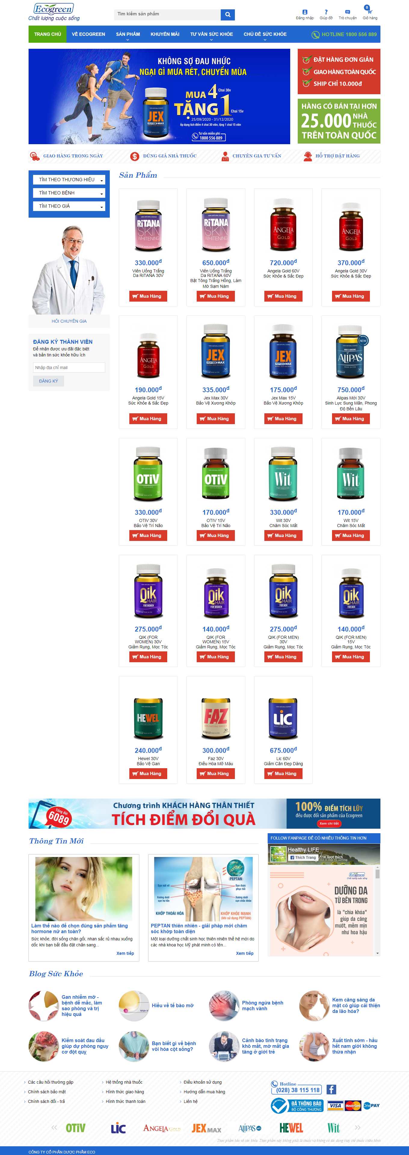 Thiết kế Web hiệu thuốc ecogreen.com.vn