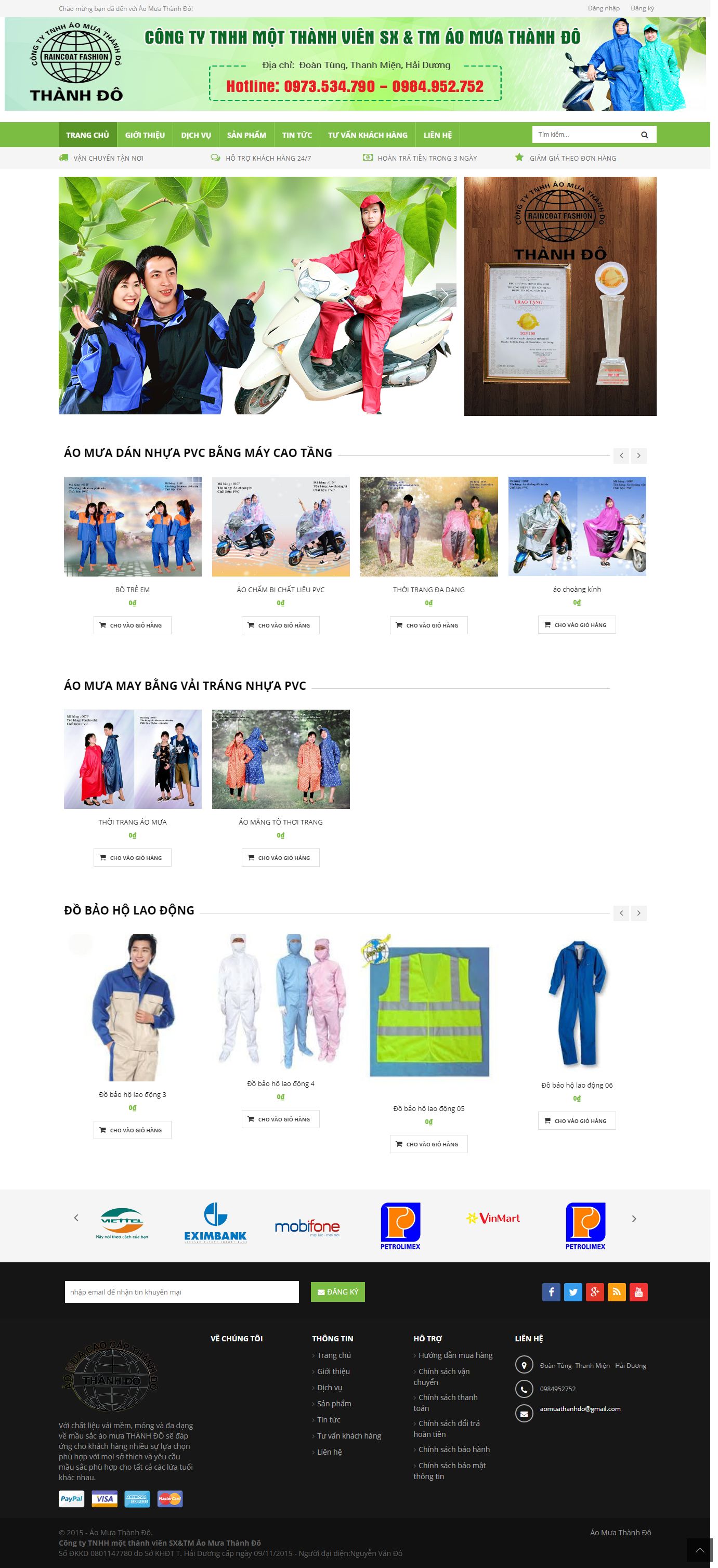 Thiết kế Web bán áo mưa aomuacaocapthanhdo.com