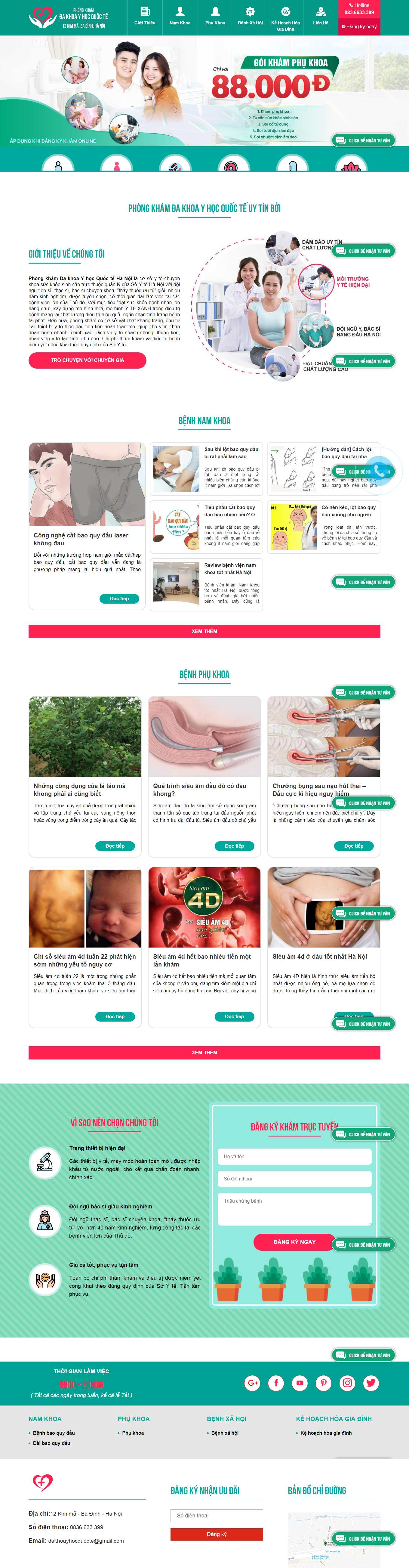 Thiết kế Web bệnh viện yhocquoctehanoi.com