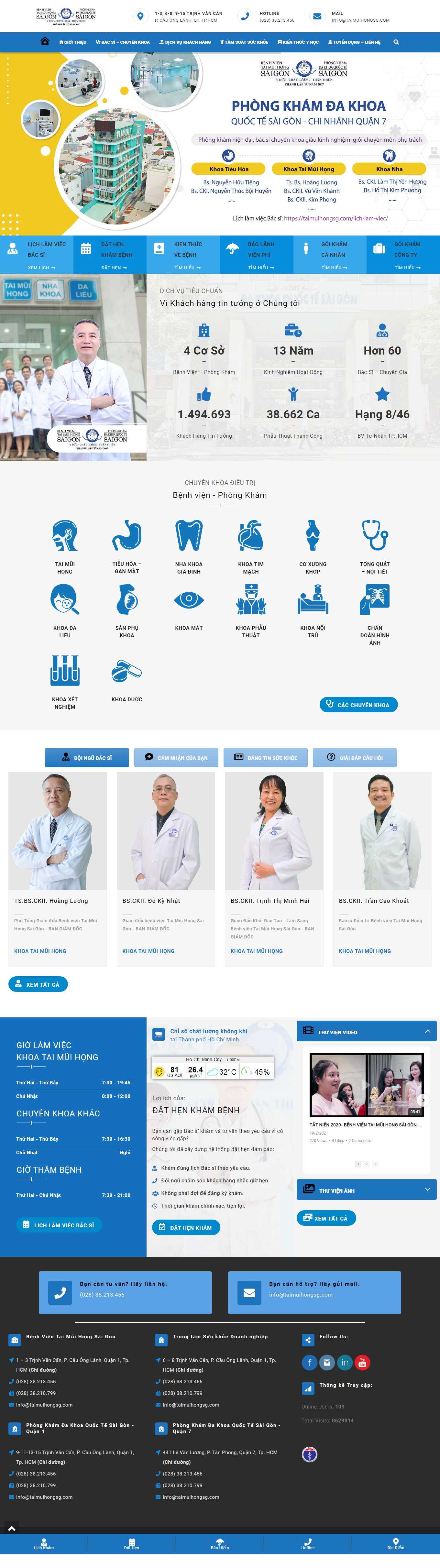 Thiết kế Web bệnh viện taimuihongsg.com