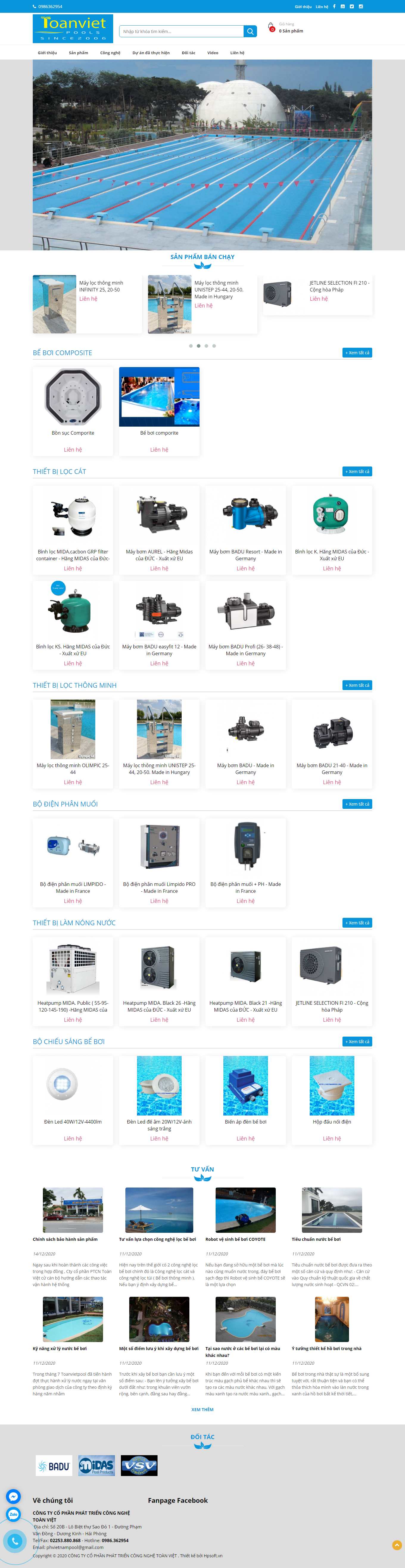Thiết kế Web bể bơi toanvietpools.com