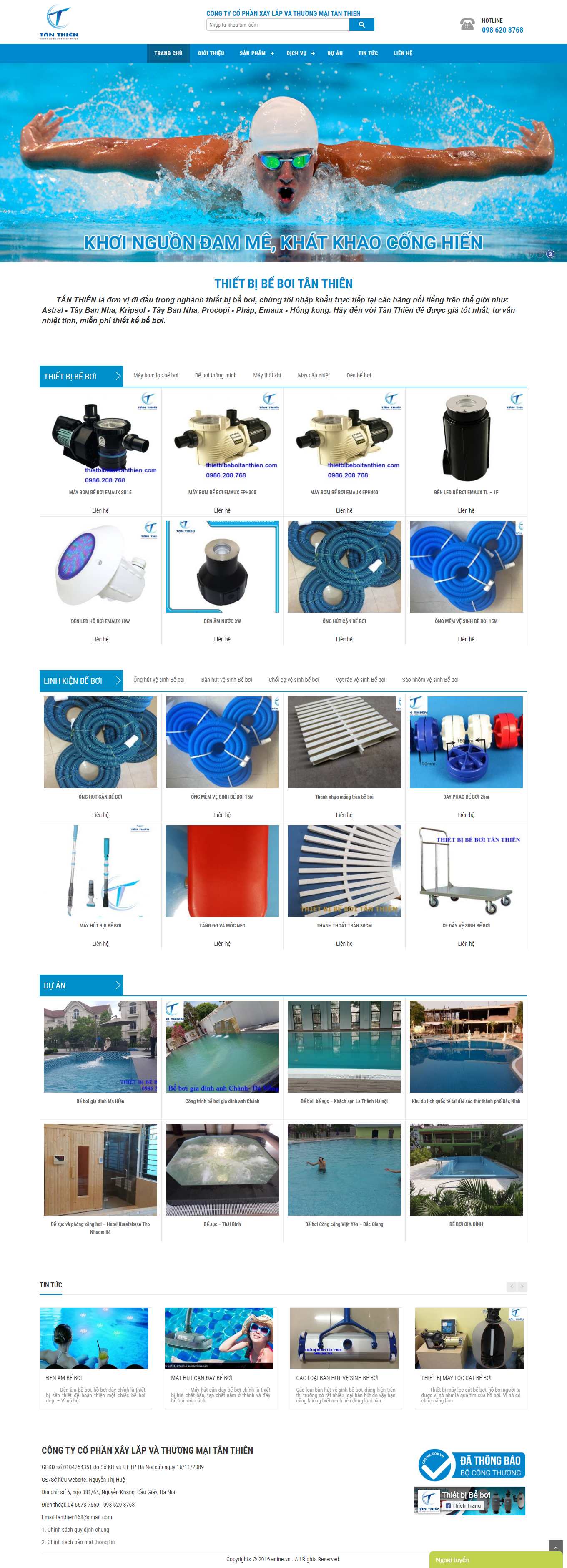 Thiết kế Web bể bơi thietbibeboitanthien.com