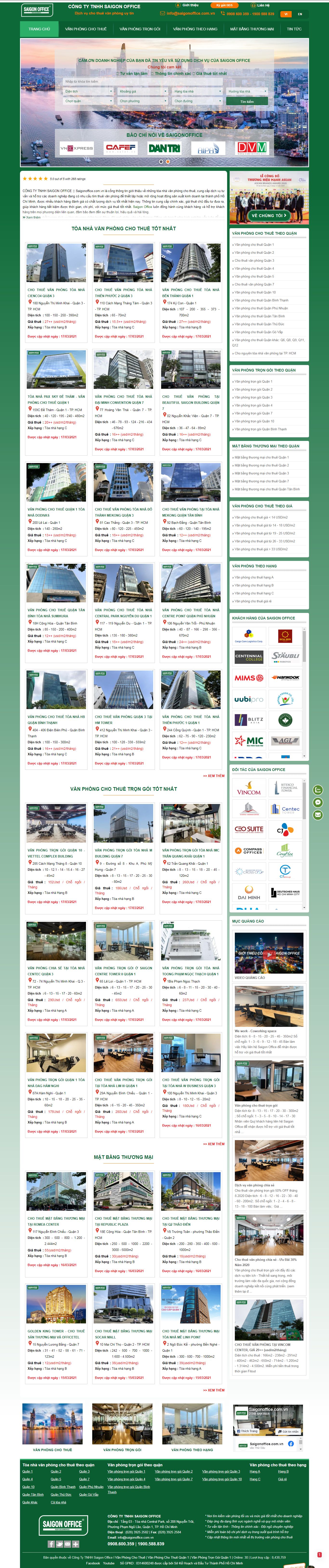 Thiết kế Web bất động sản saigonoffice.com.vn