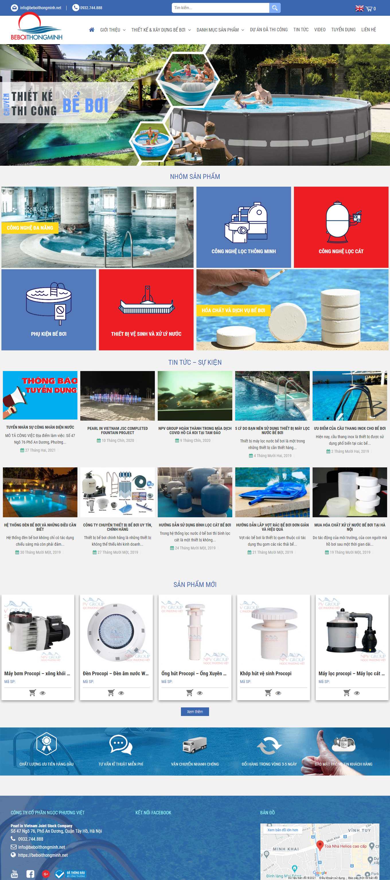 Thiết kế Web bể bơi beboithongminh.net