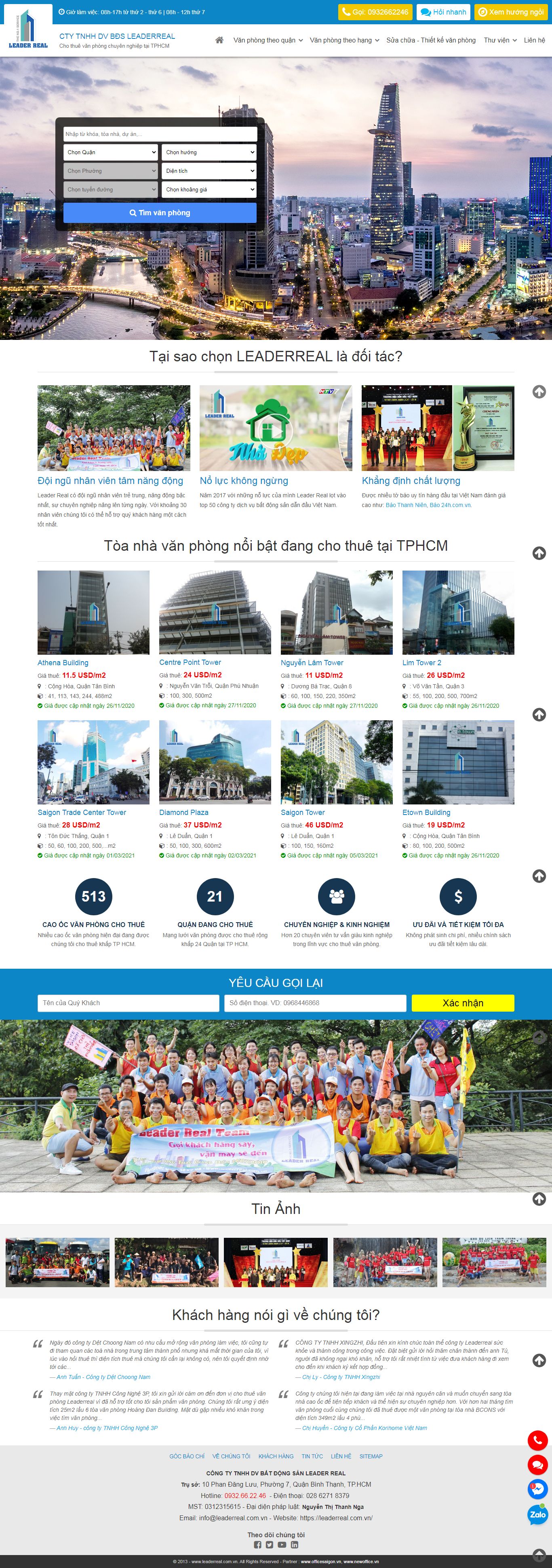 Thiết kế Web bất động sản leaderreal.com.vn