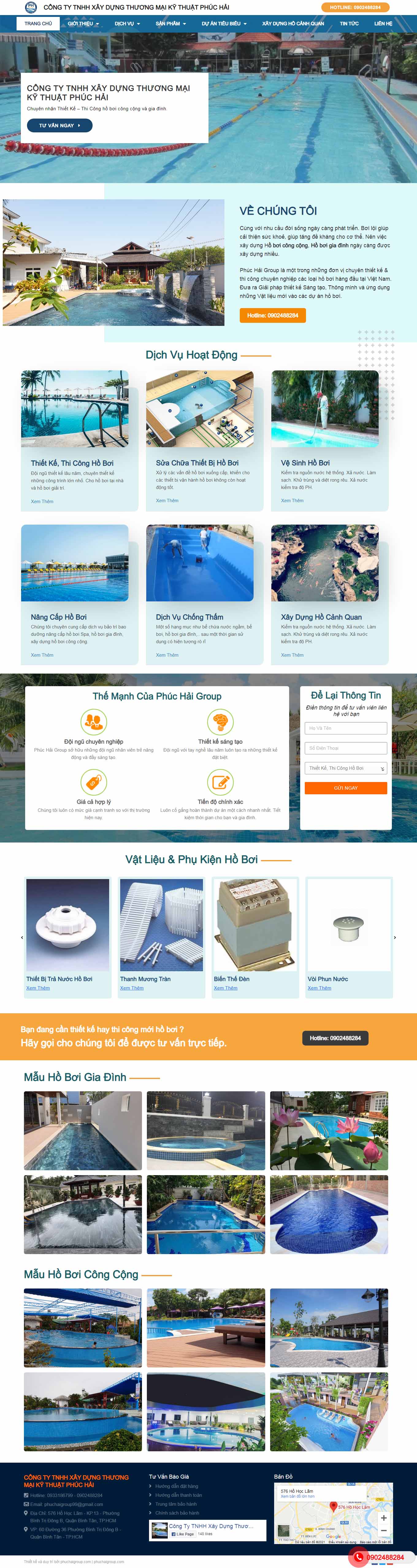 Thiết kế Web bể bơi phuchaigroup.com