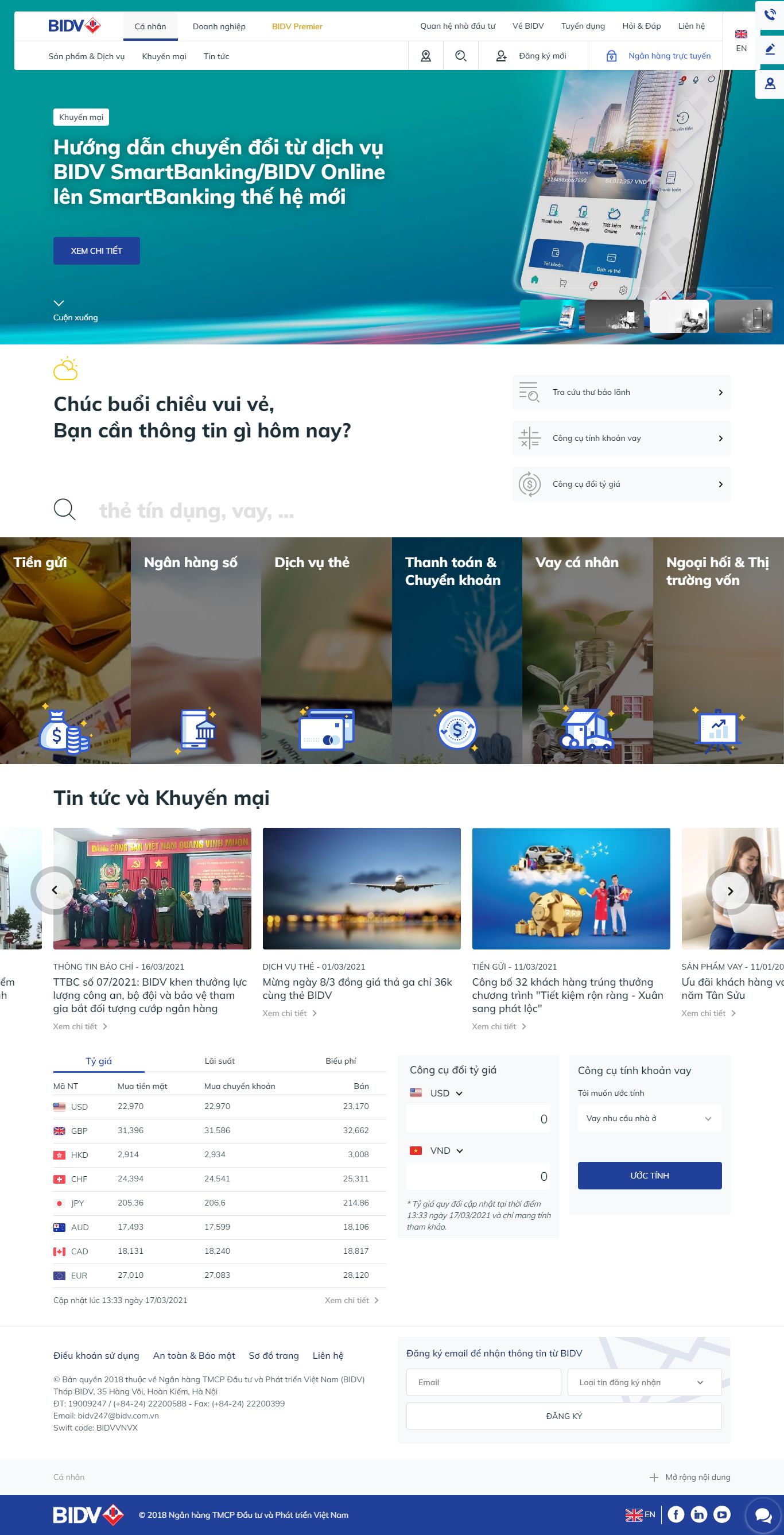 Thiết kế Web tài chính bidv.com.vn