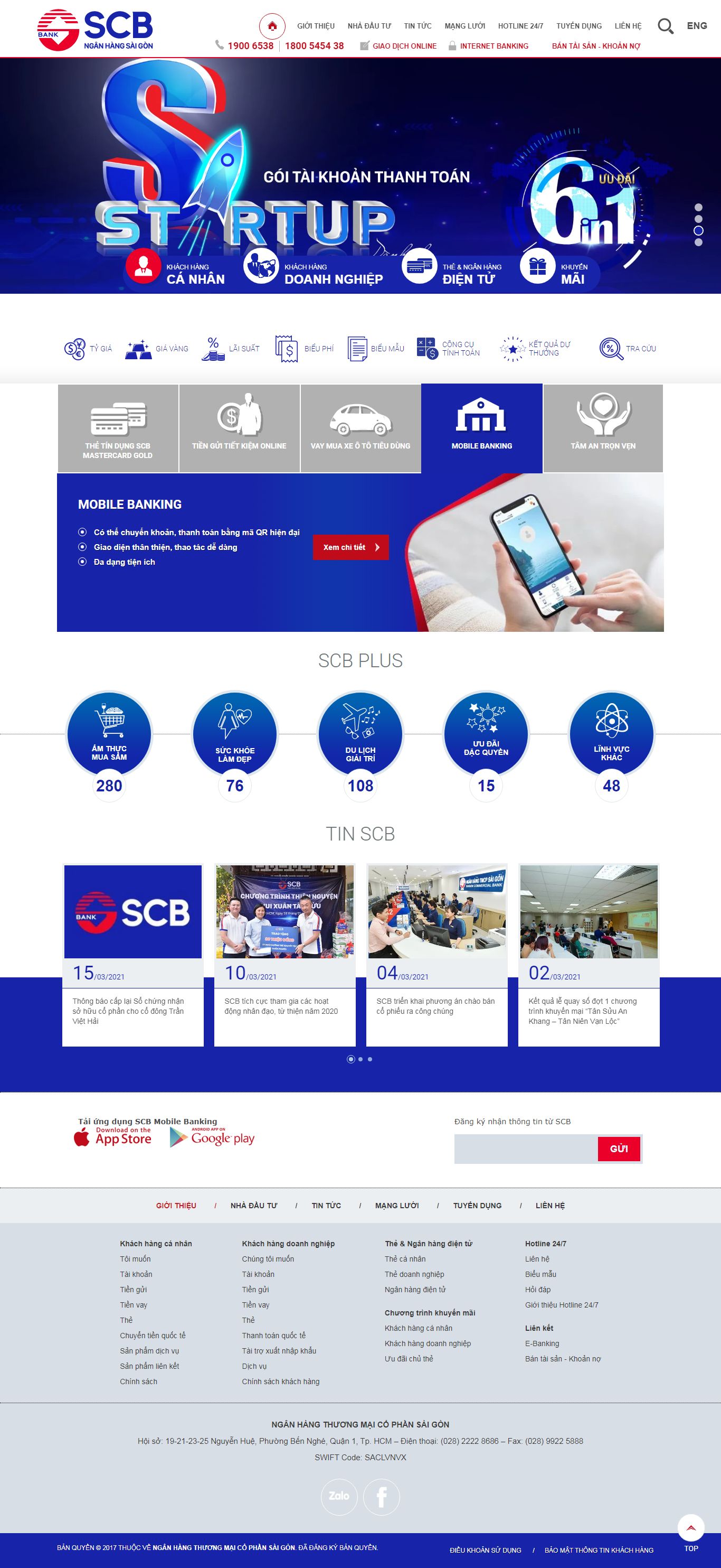 Thiết kế Web tài chính scb.com.vn