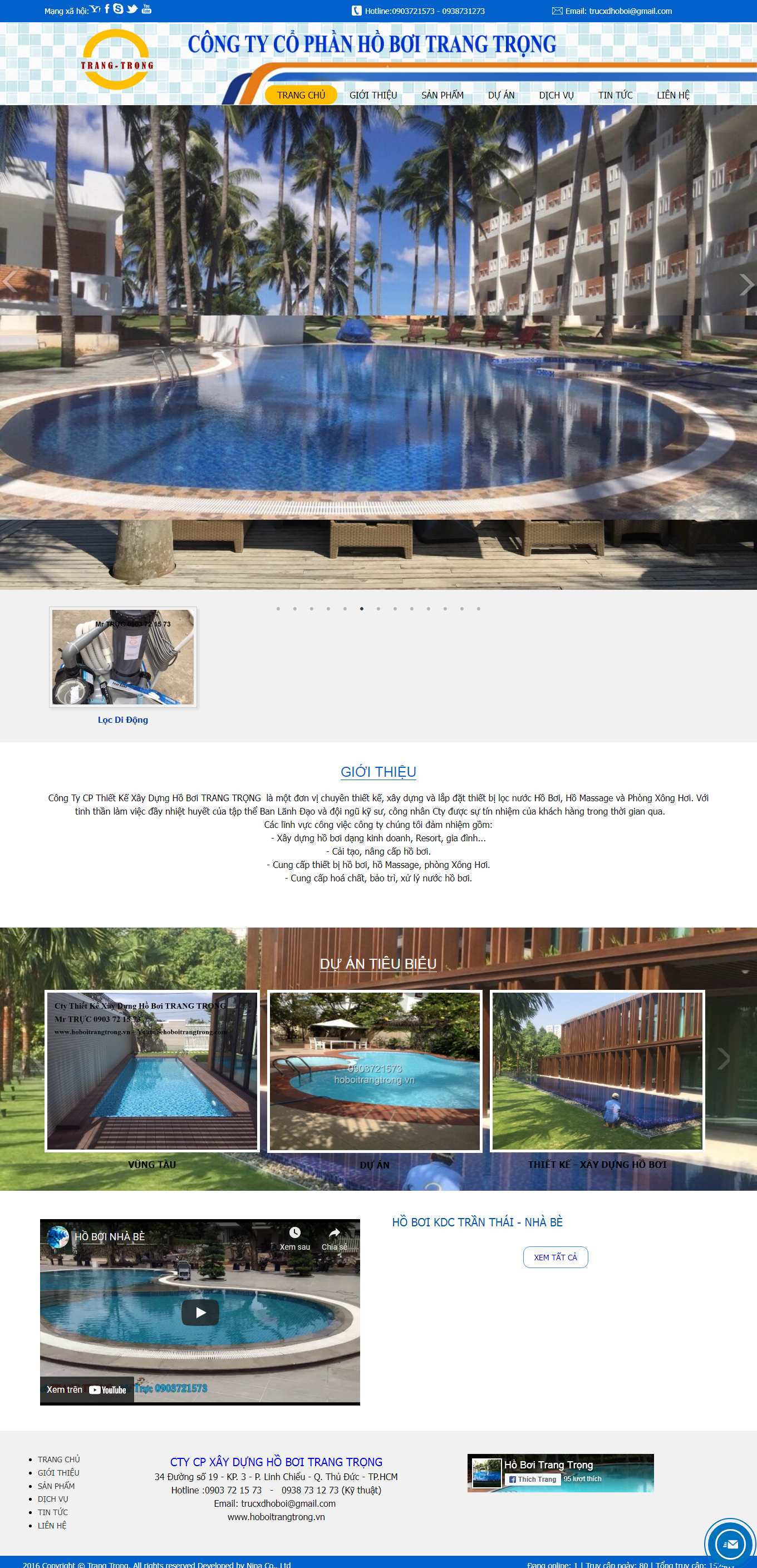 Thiết kế Web bể bơi hoboitrangtrong.vn