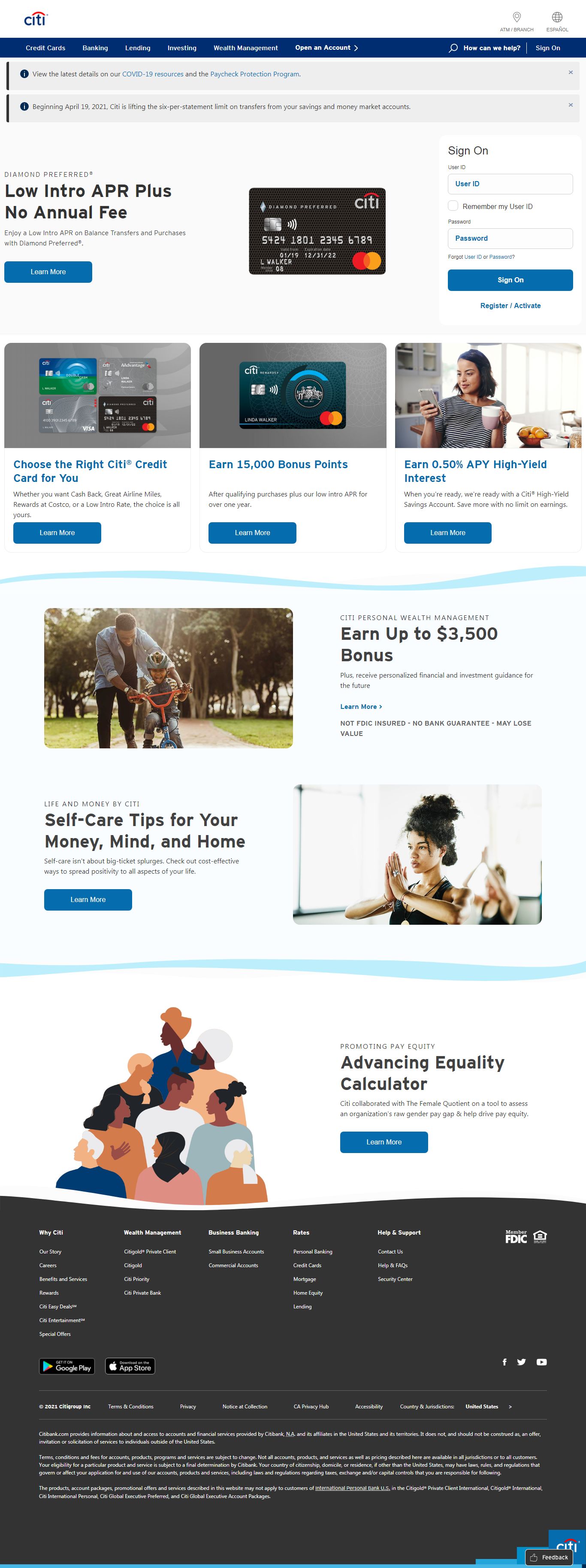 Thiết kế Web tài chính citi.com