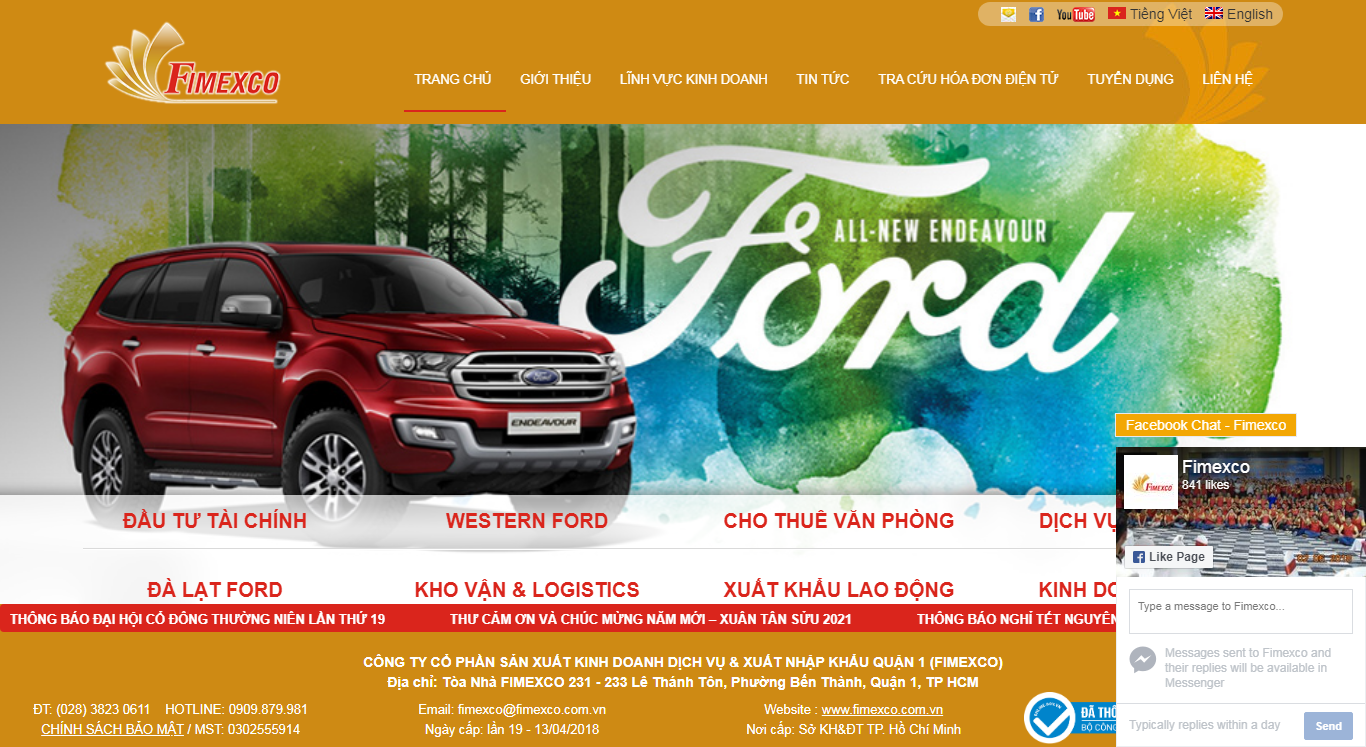 Thiết kế Web tài chính fimexco.com.vn