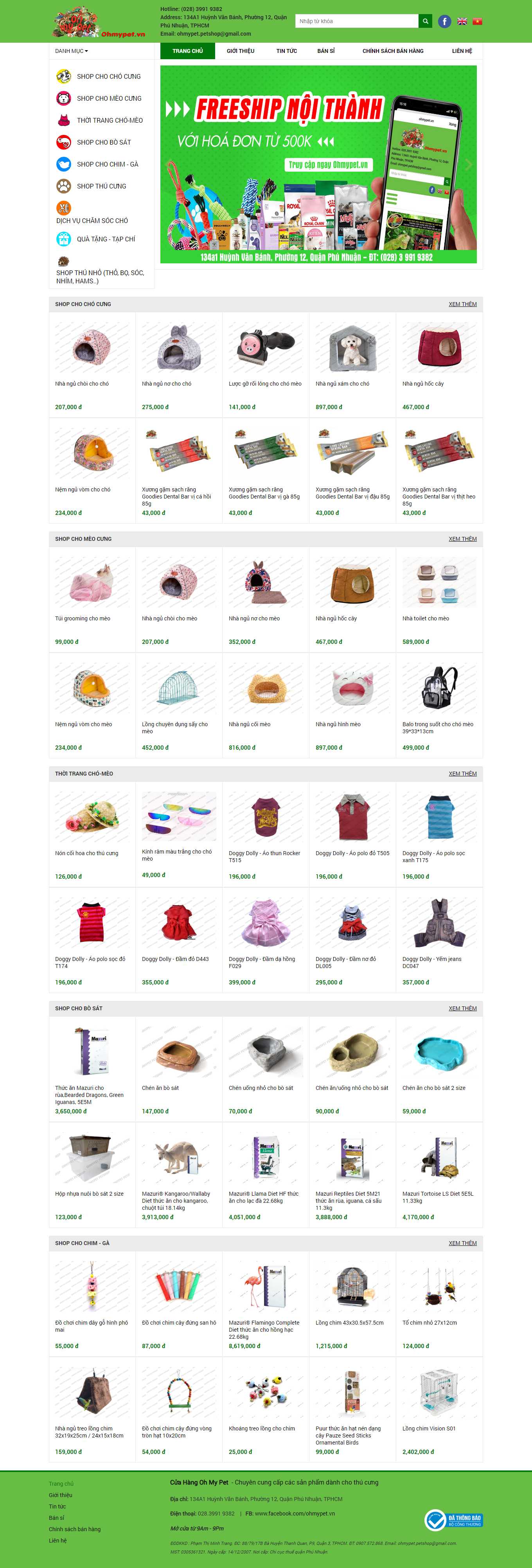 Thiết kế Web thú cưng ohmypet.vn