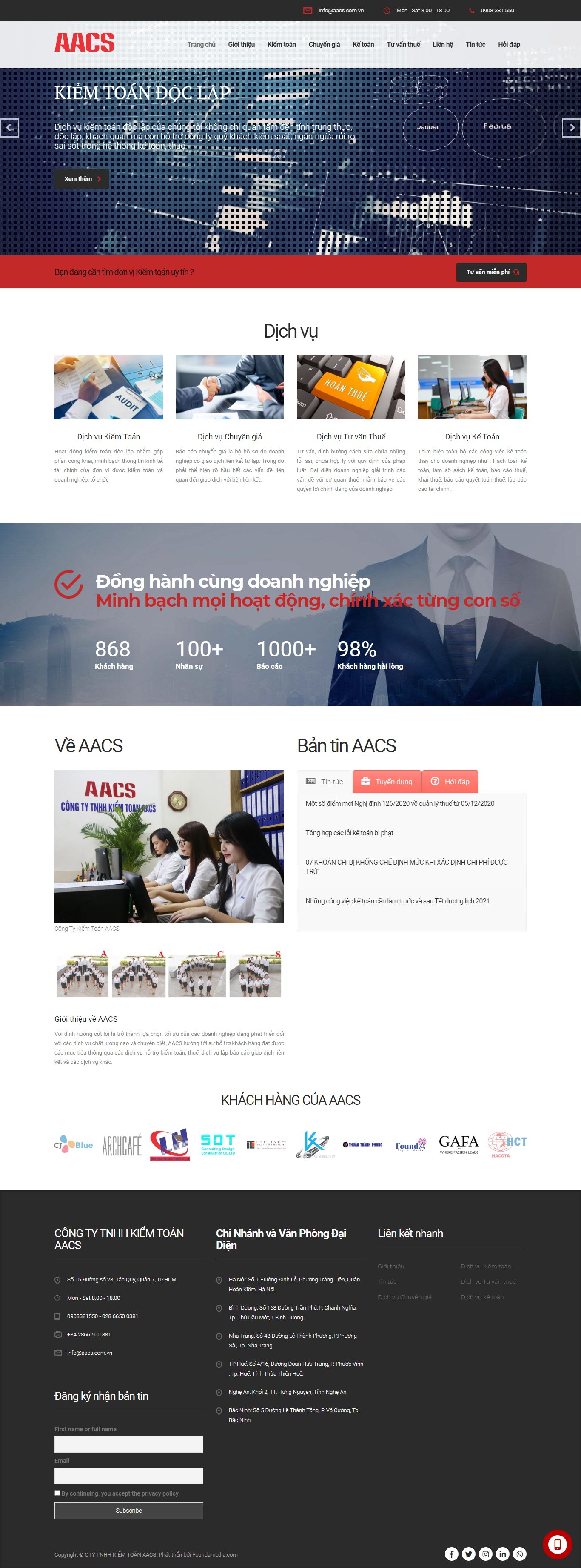 Thiết kế Web kế toán aacs.com.vn