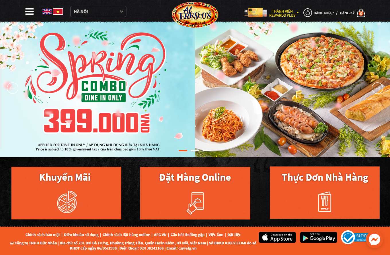 Thiết kế Web bán đồ ăn vặt alfrescos.com.vn