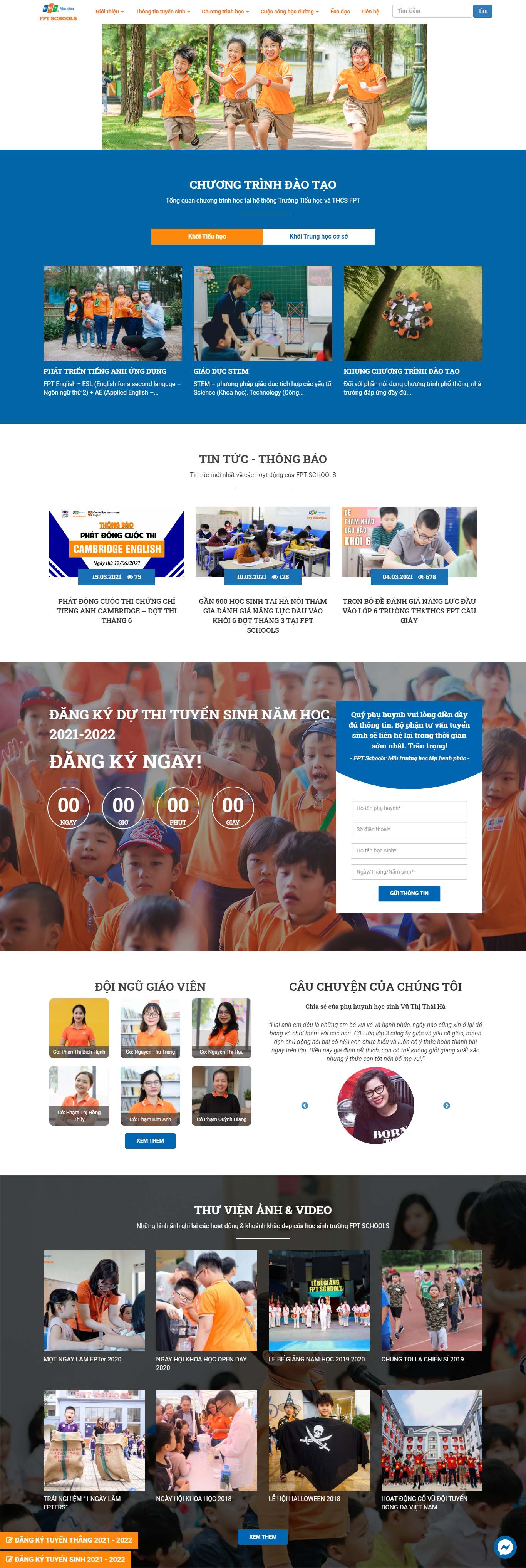 Thiết kế Web trường cấp 1 school.fpt.edu.vn