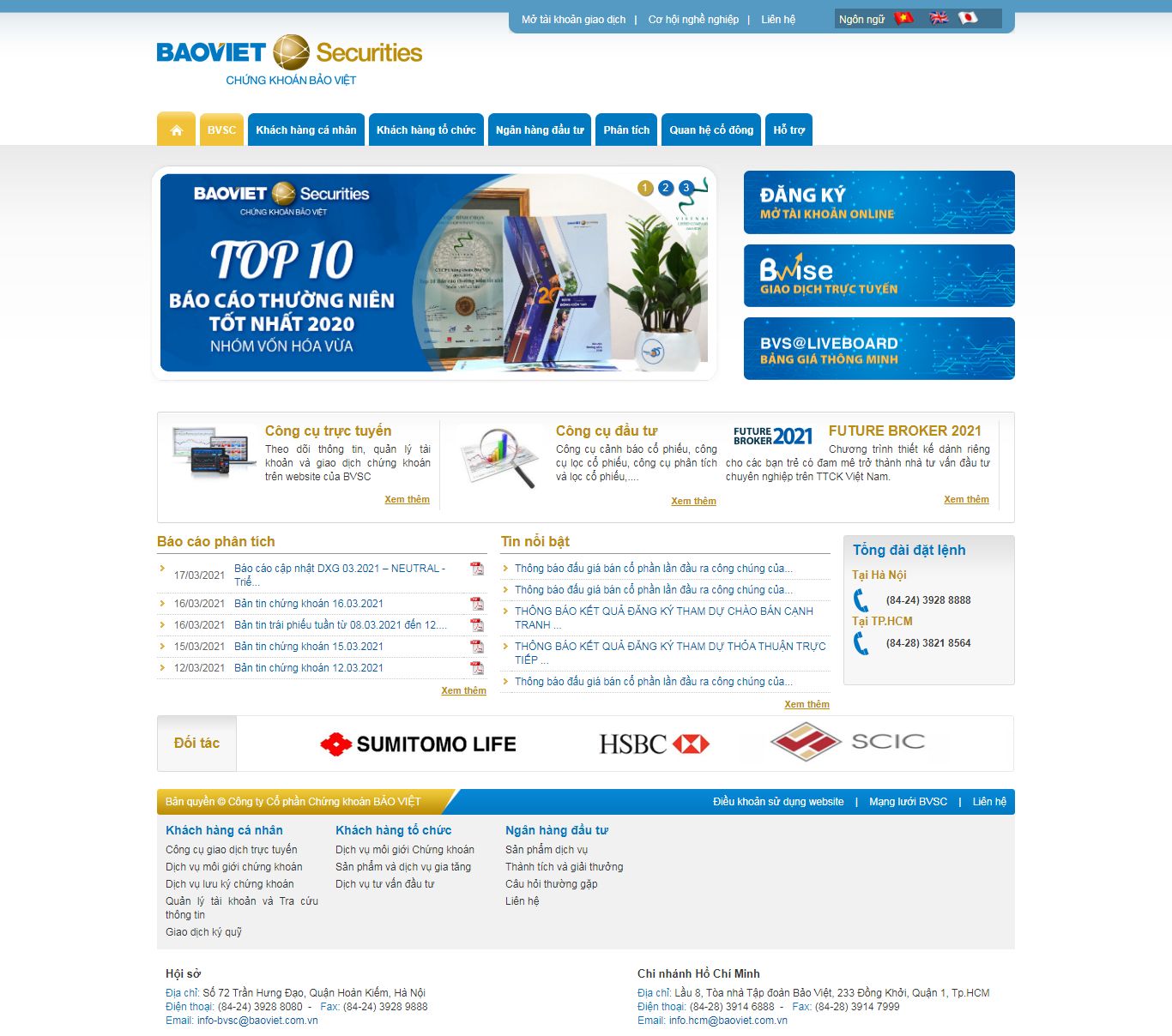 Thiết kế Web chứng khoán bvsc.com.vn