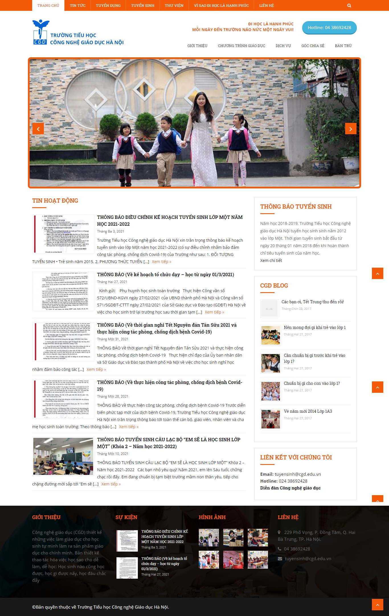 Thiết kế Web trường cấp 1 cgd.edu.vn