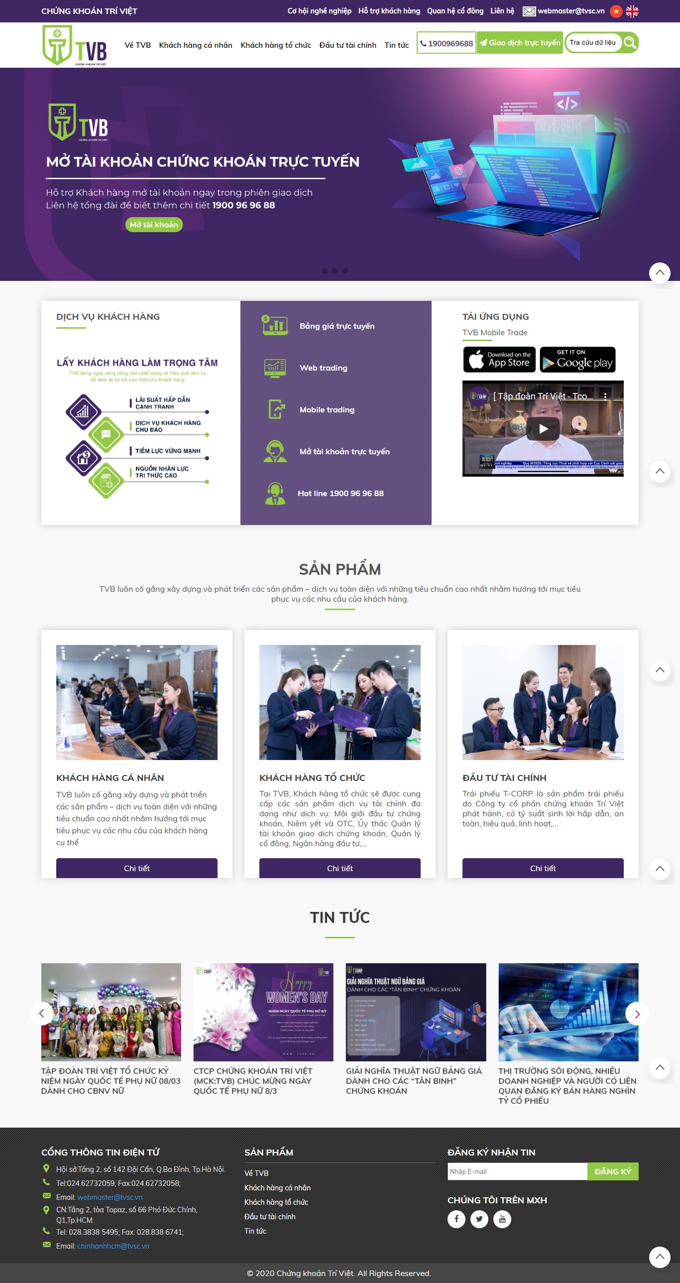 Thiết kế Web chứng khoán tvsc.vn