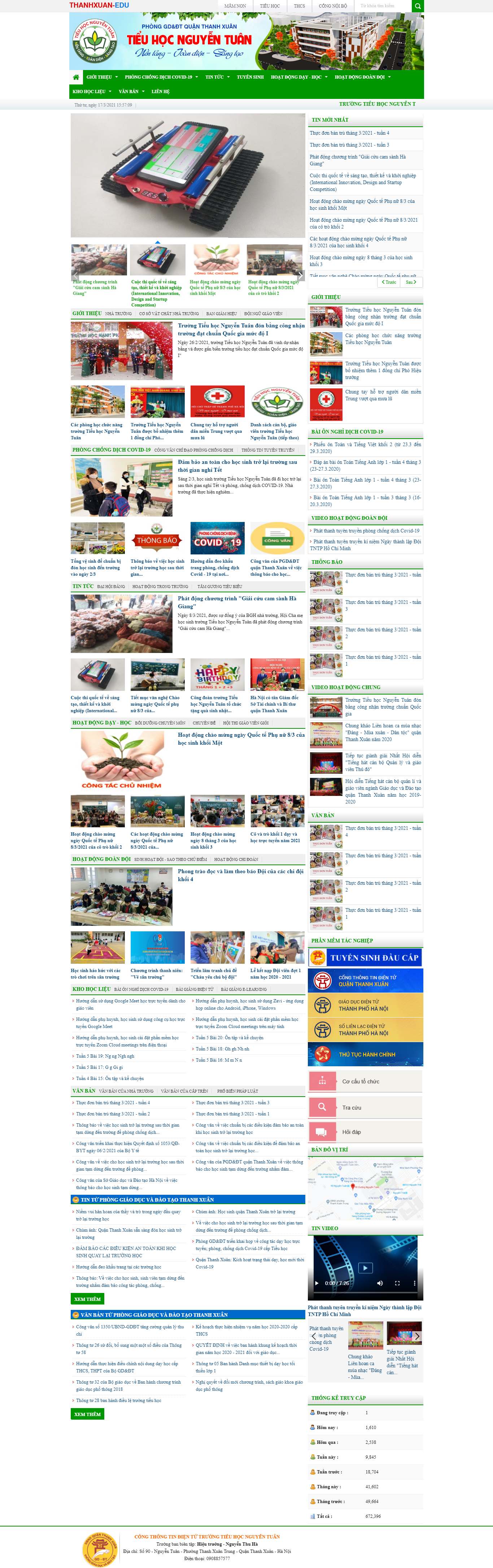 Thiết kế Web trường cấp 1 thnguyentuan.pgdthanhxuan.edu.vn