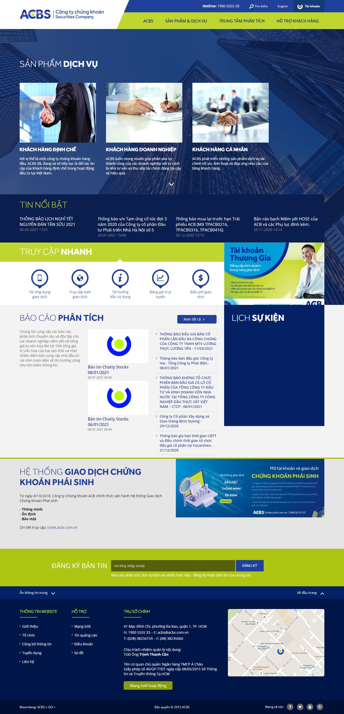 Thiết kế Web chứng khoán acbs.com.vn