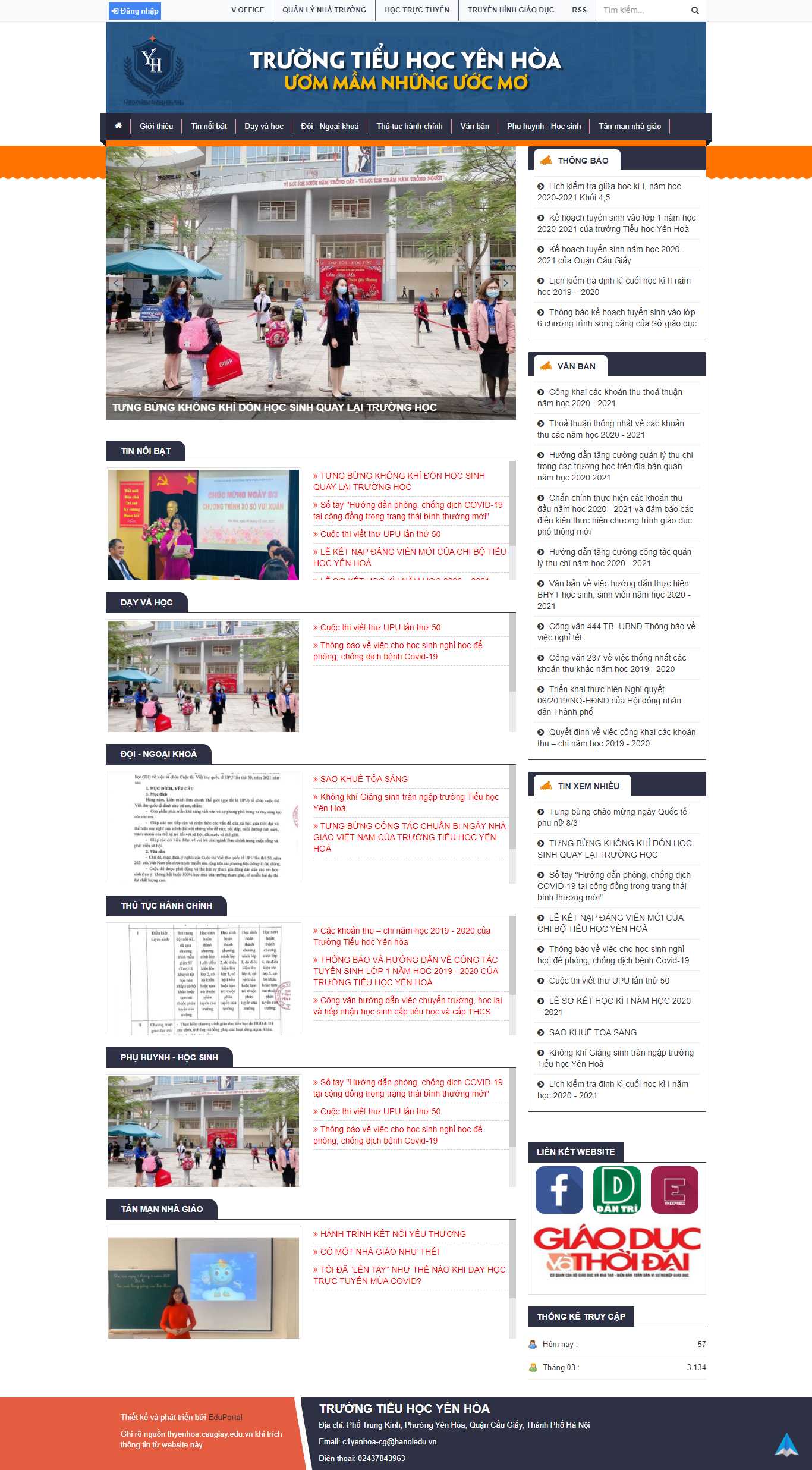 Thiết kế Web trường cấp 1 thyenhoa.caugiay.edu.vn