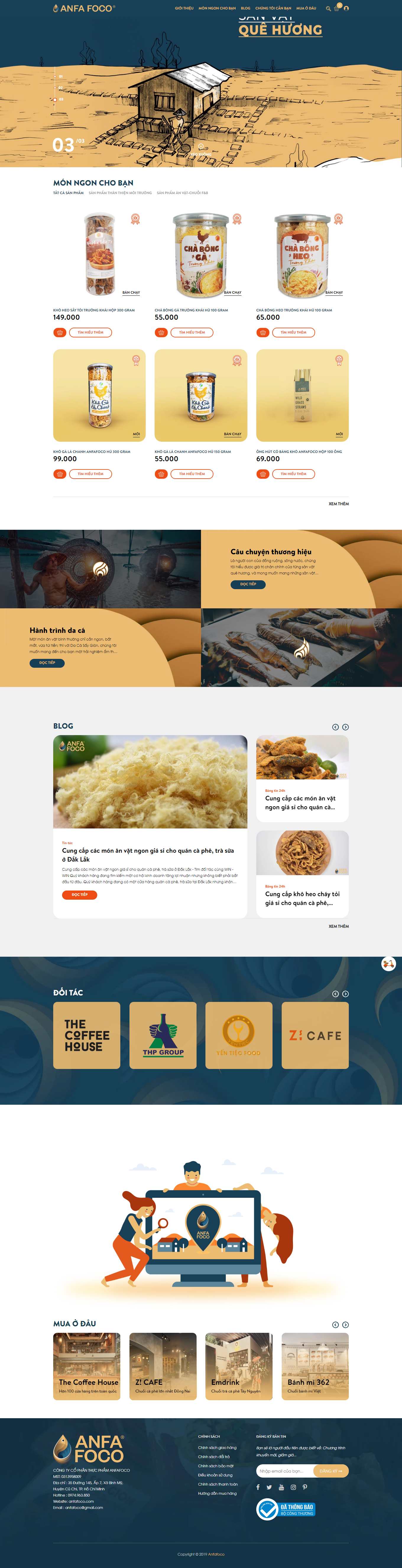 Thiết kế Web bán đồ ăn vặt anfafoco.com