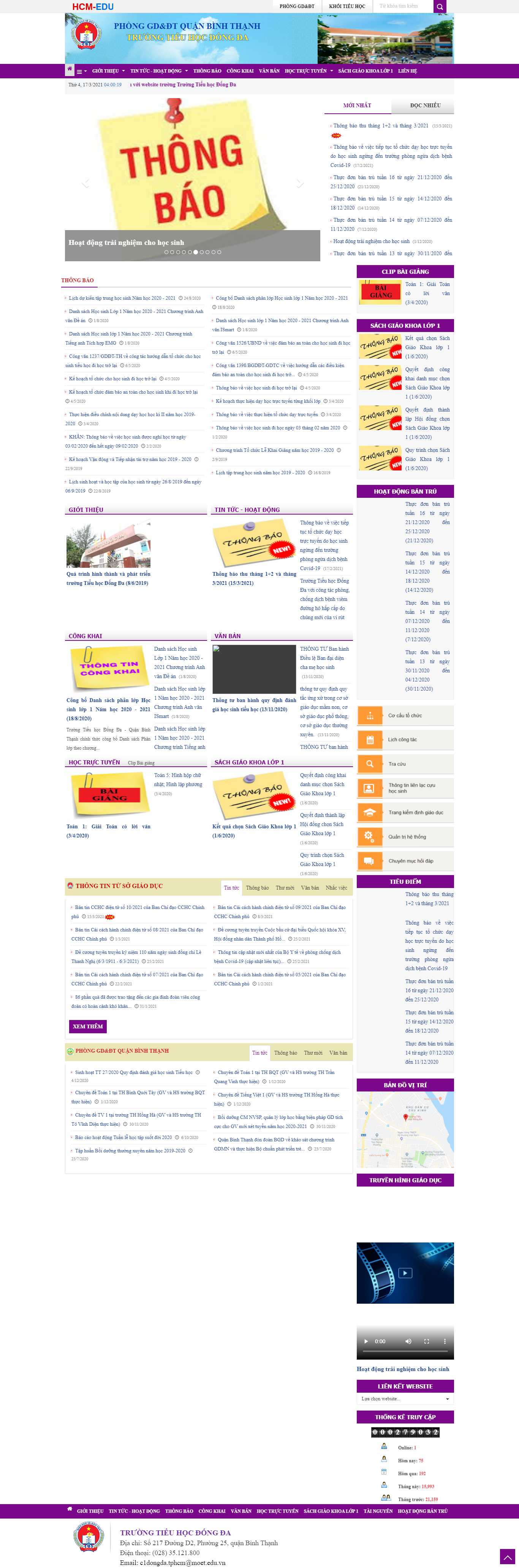 Thiết kế Web trường cấp 1 hcm.edu.vn