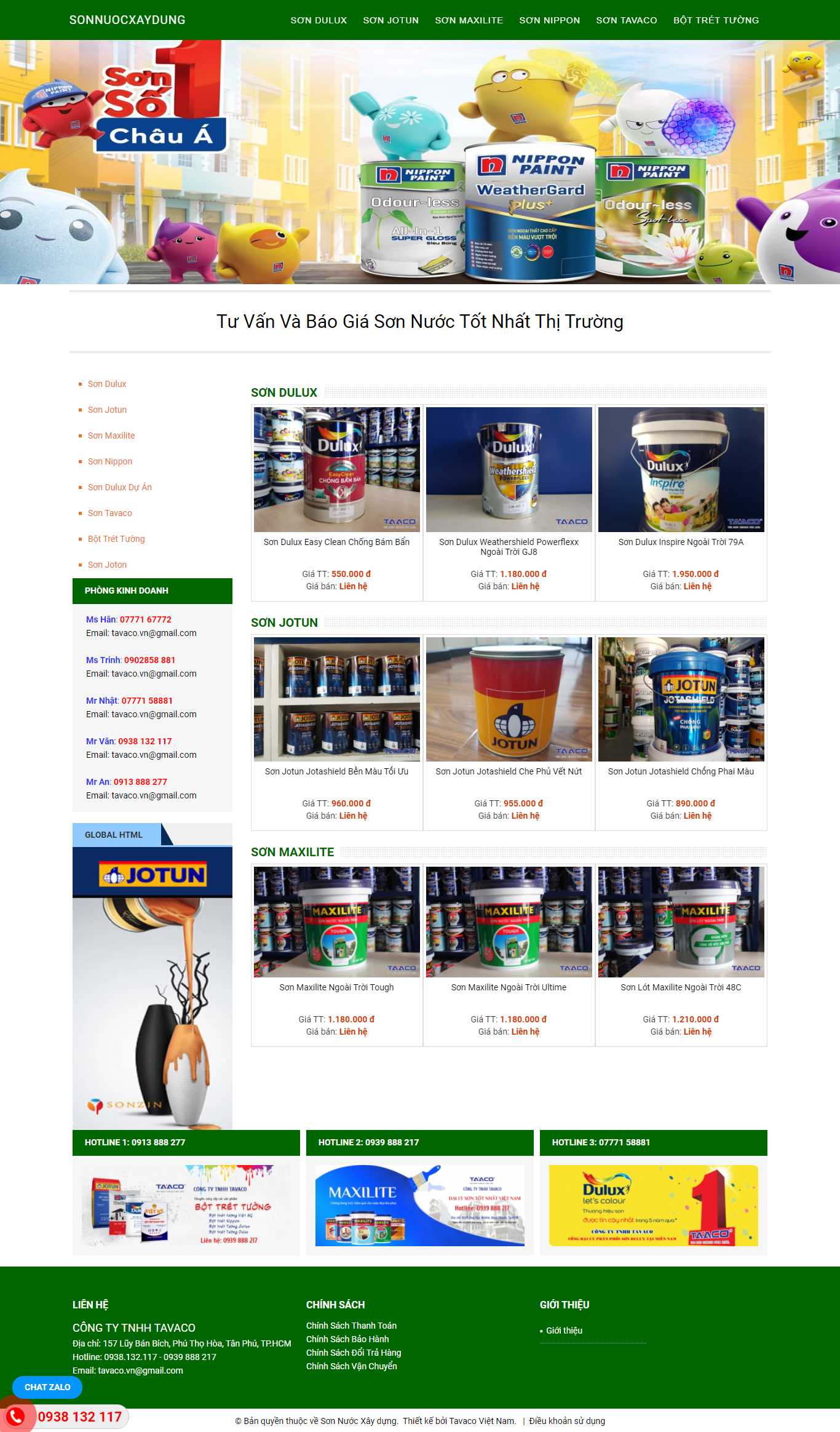 Thiết kế Web bán sơn sonnuocxaydung.com