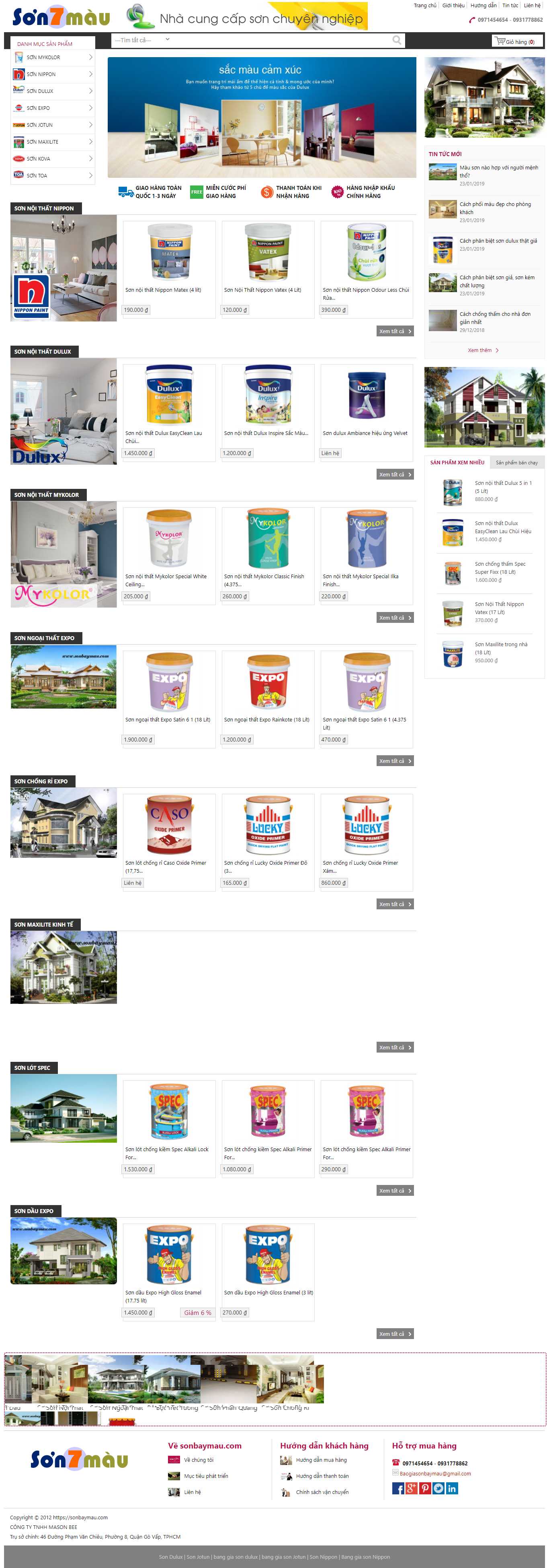 Thiết kế Web bán sơn sonbaymau.com