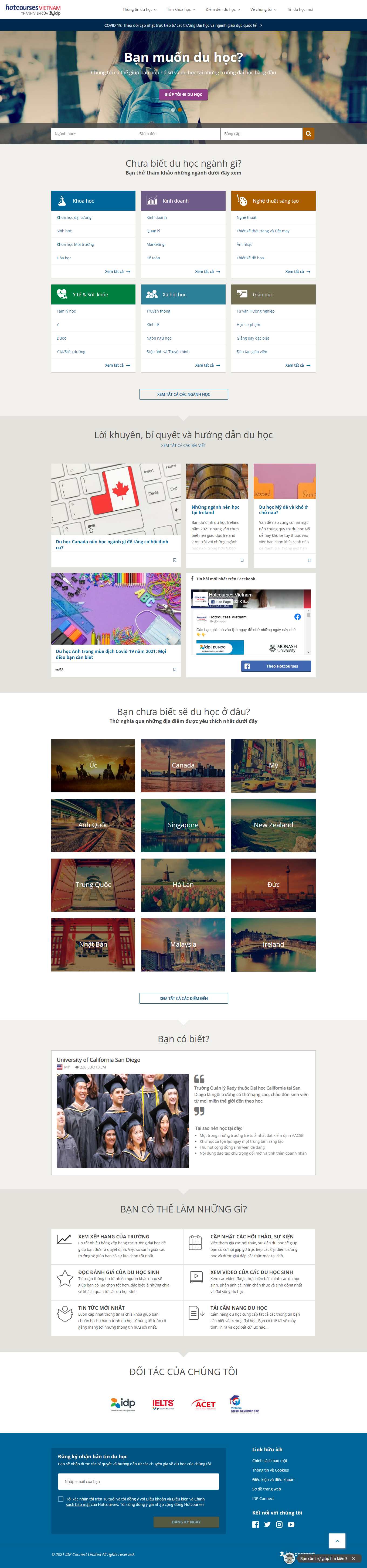 Thiết kế Web du học nước ngoài hotcourses.vn