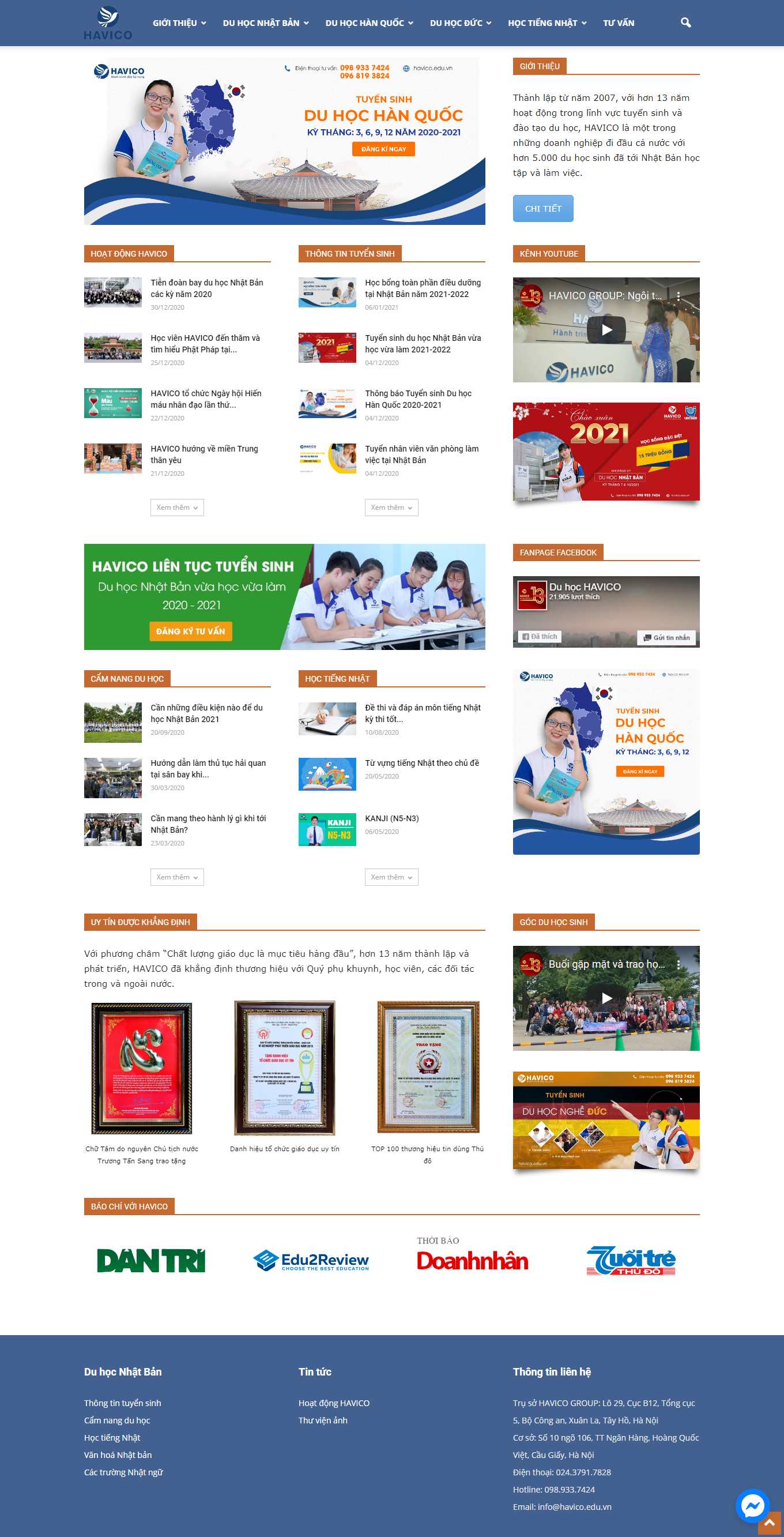 Thiết kế Web du học nhật bản havico.edu.vn