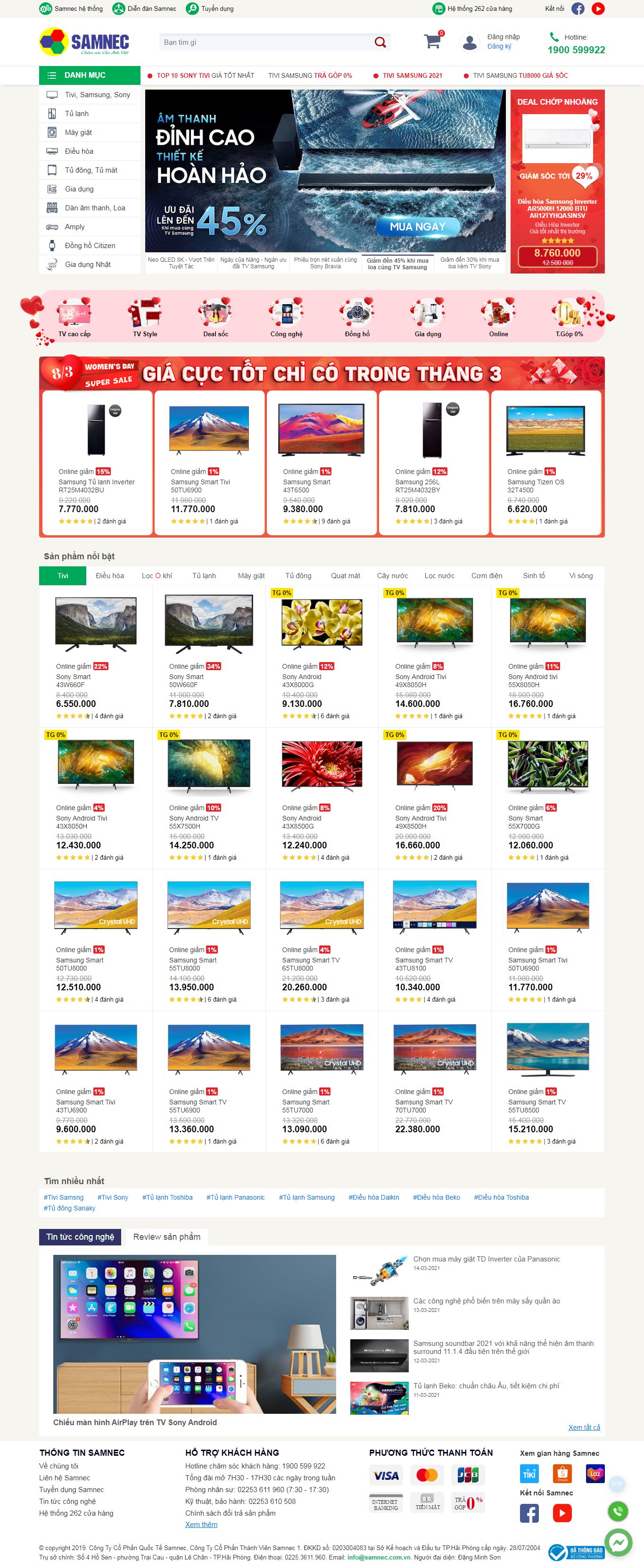 Thiết kế Web miễn phí samnec.com.vn