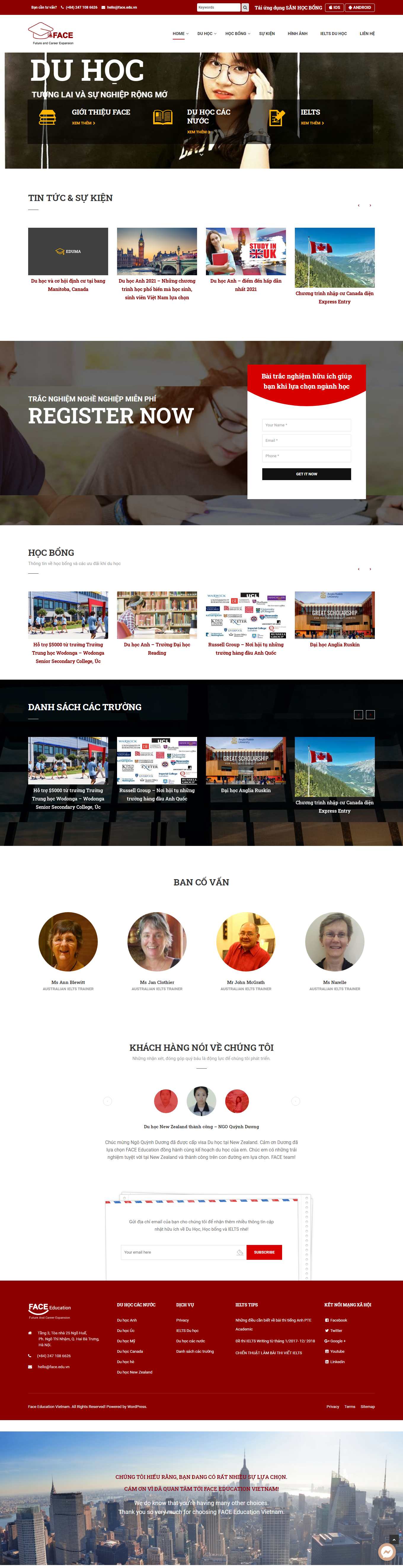 Thiết kế Web du học nhật bản face.edu.vn