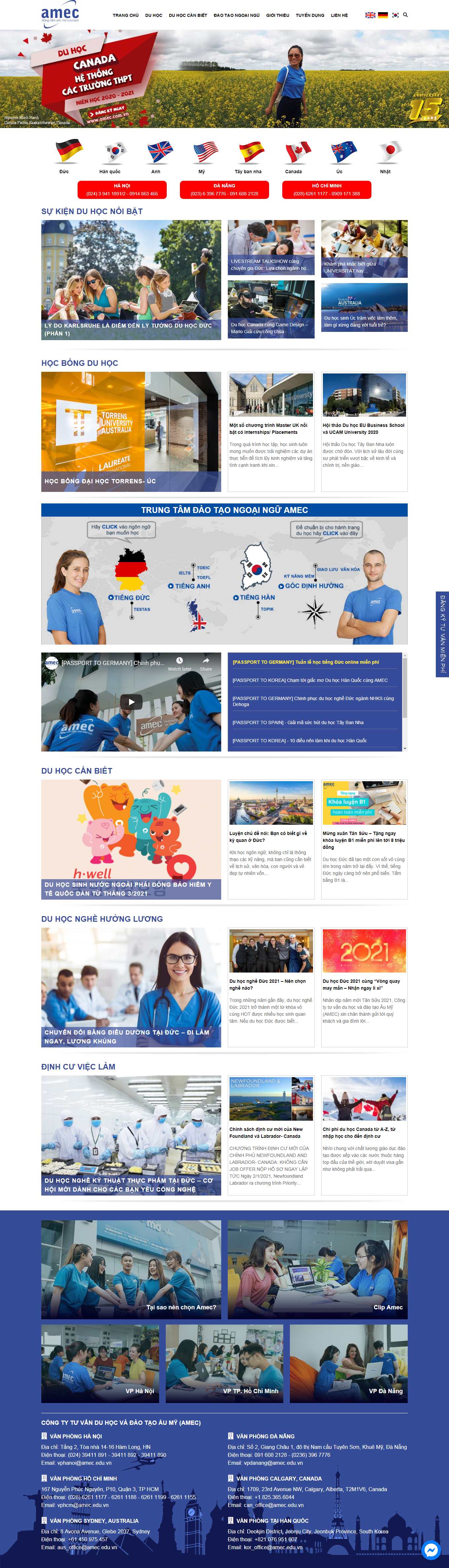 Thiết kế Web du học nhật bản amec.com.vn