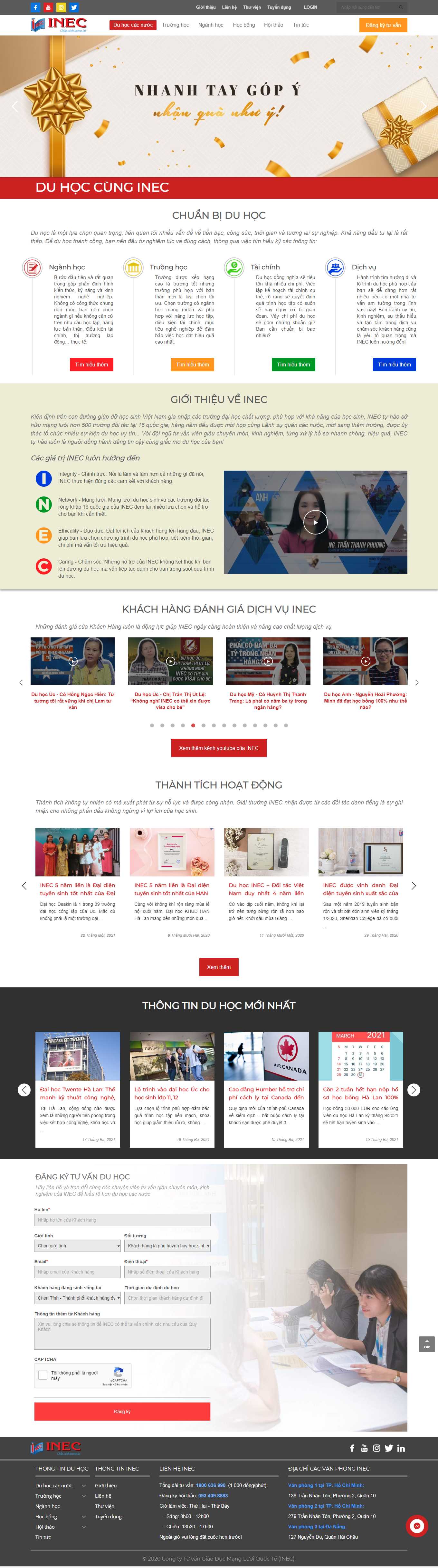 Thiết kế Web du học anh duhocinec.com