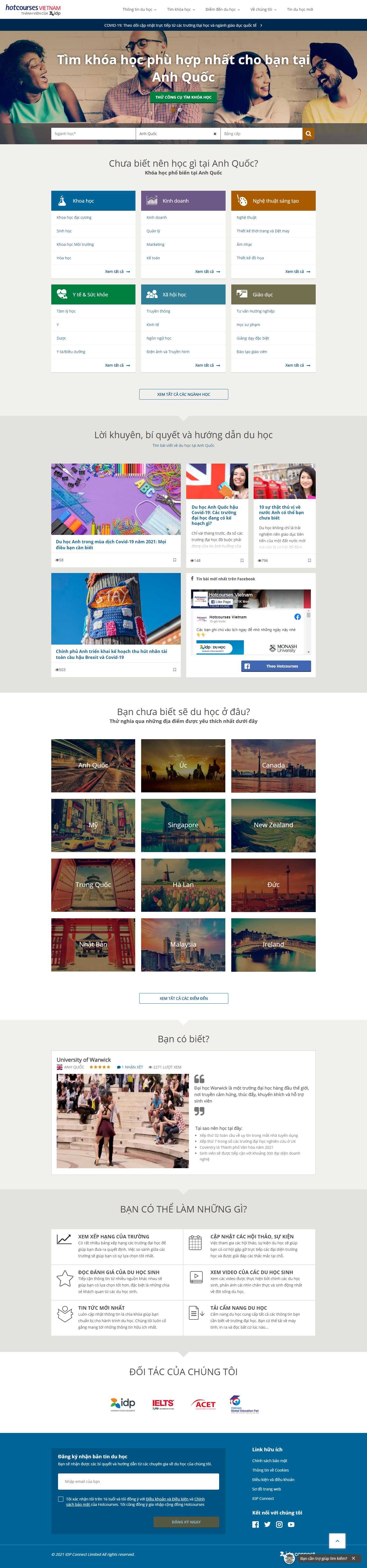 Thiết kế Web du học anh hotcourses.vn