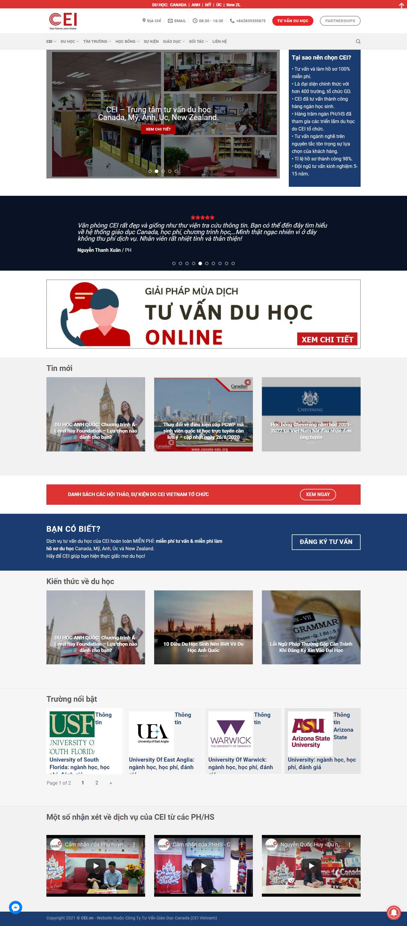 Thiết kế Web du học anh cei.vn